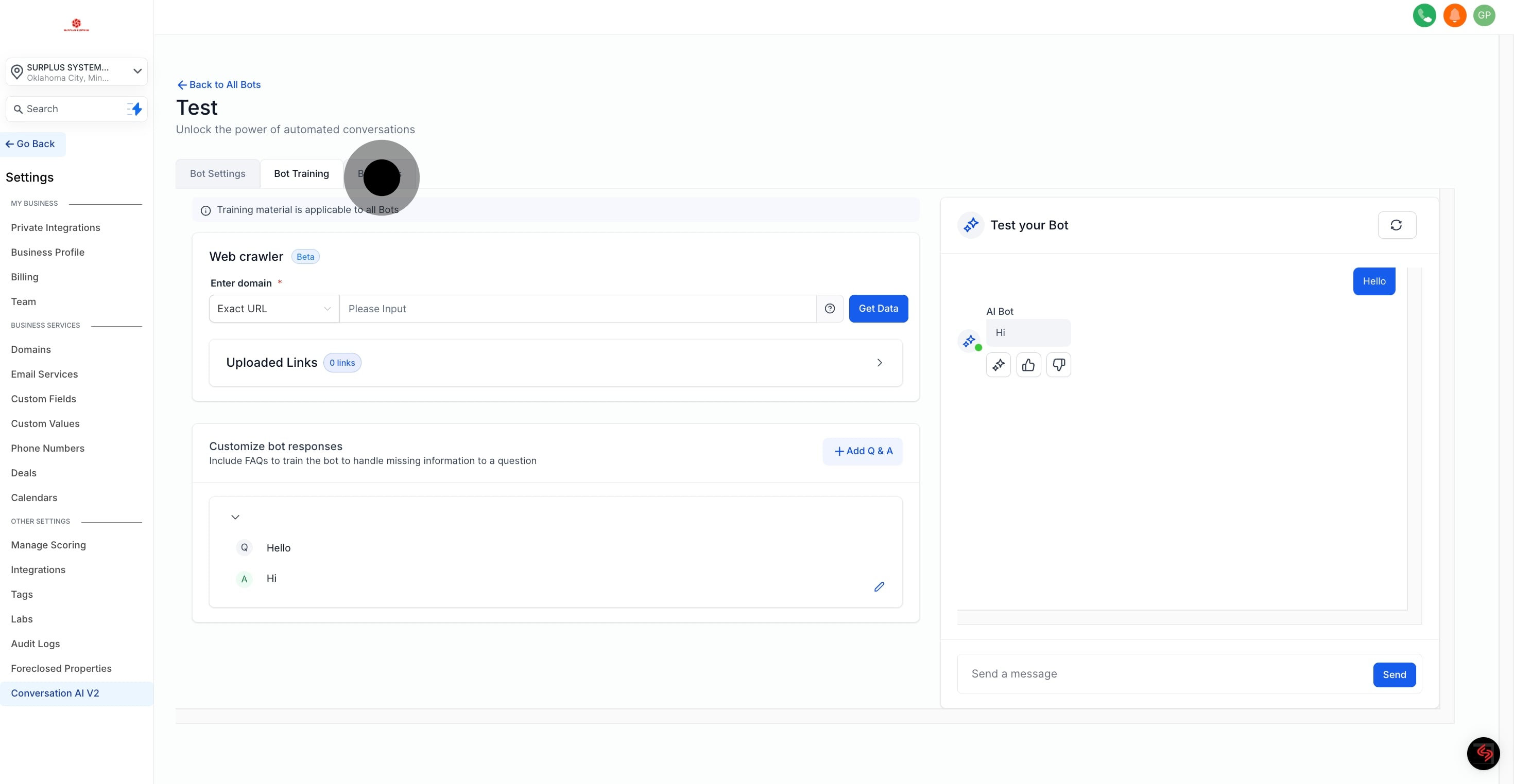 14 Click on "Bot Goals".
