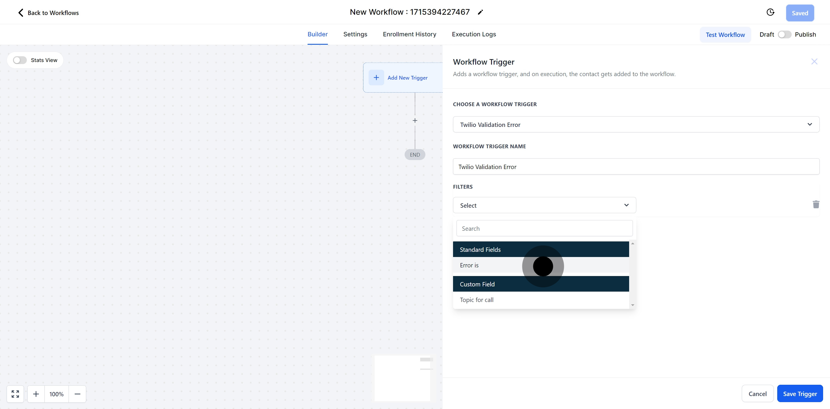 8 Click on "Error is".