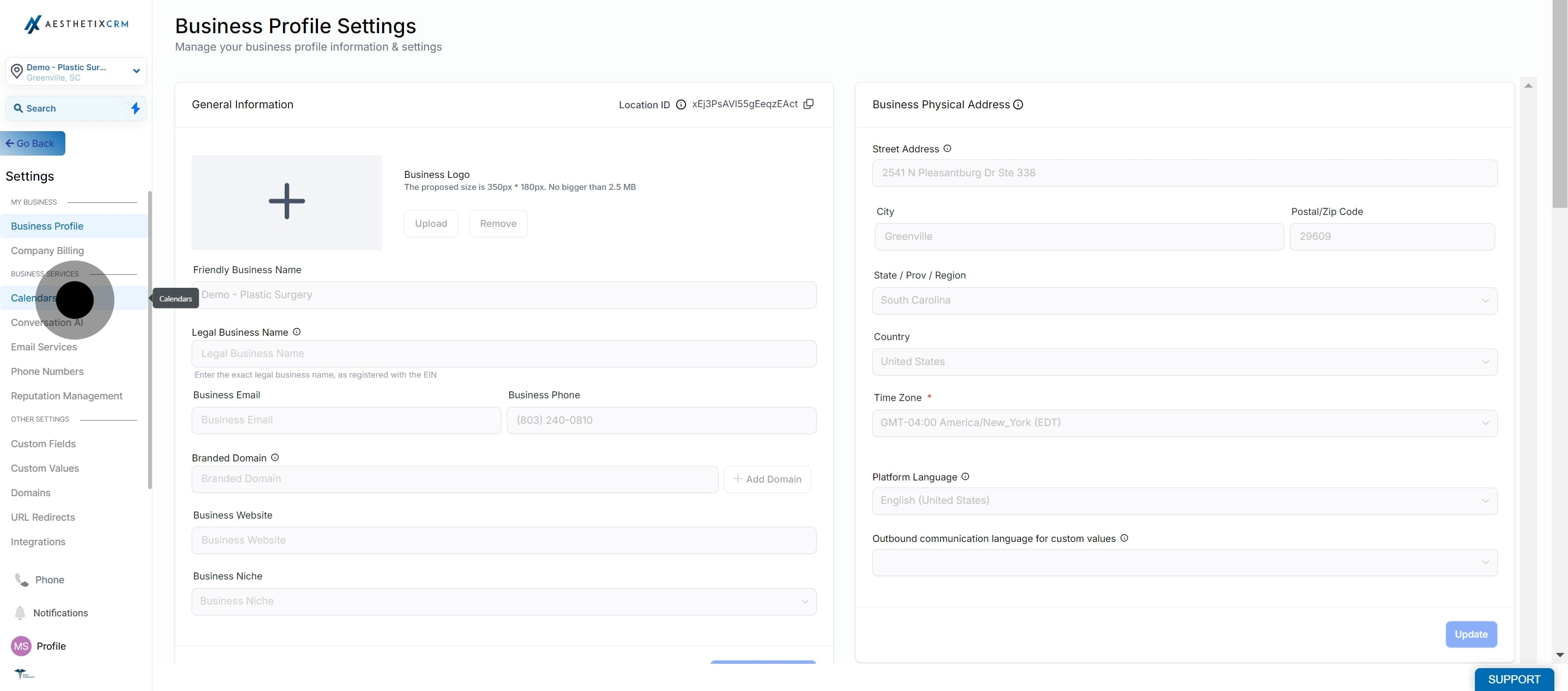 2 Click on "Calendars".