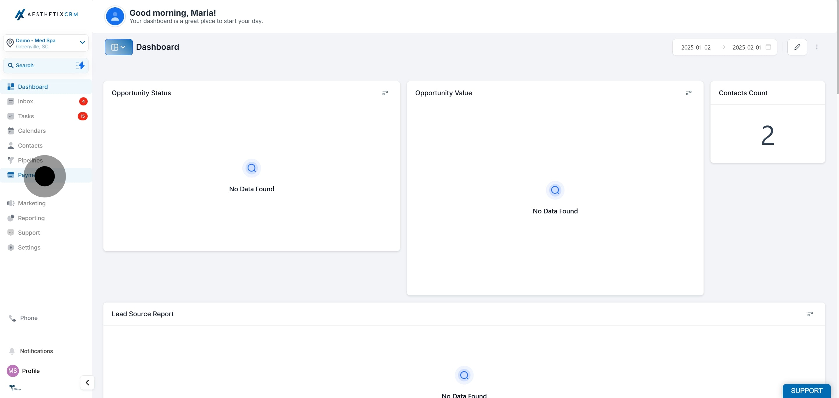 1 Click on the element.