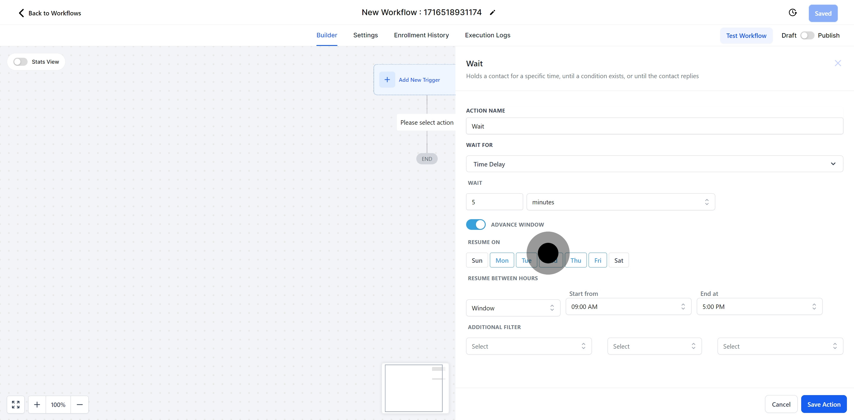 10 Click on "Resume on".