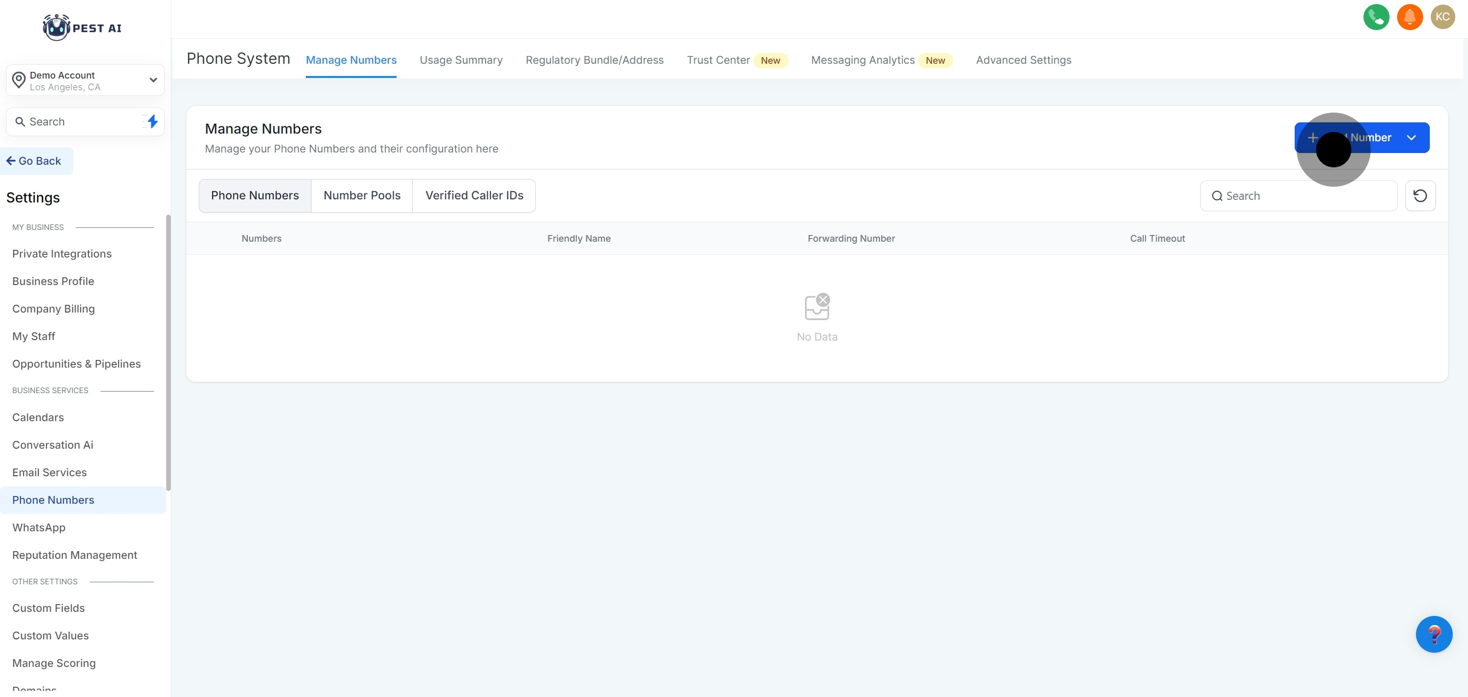 3 Click on "Add Number".