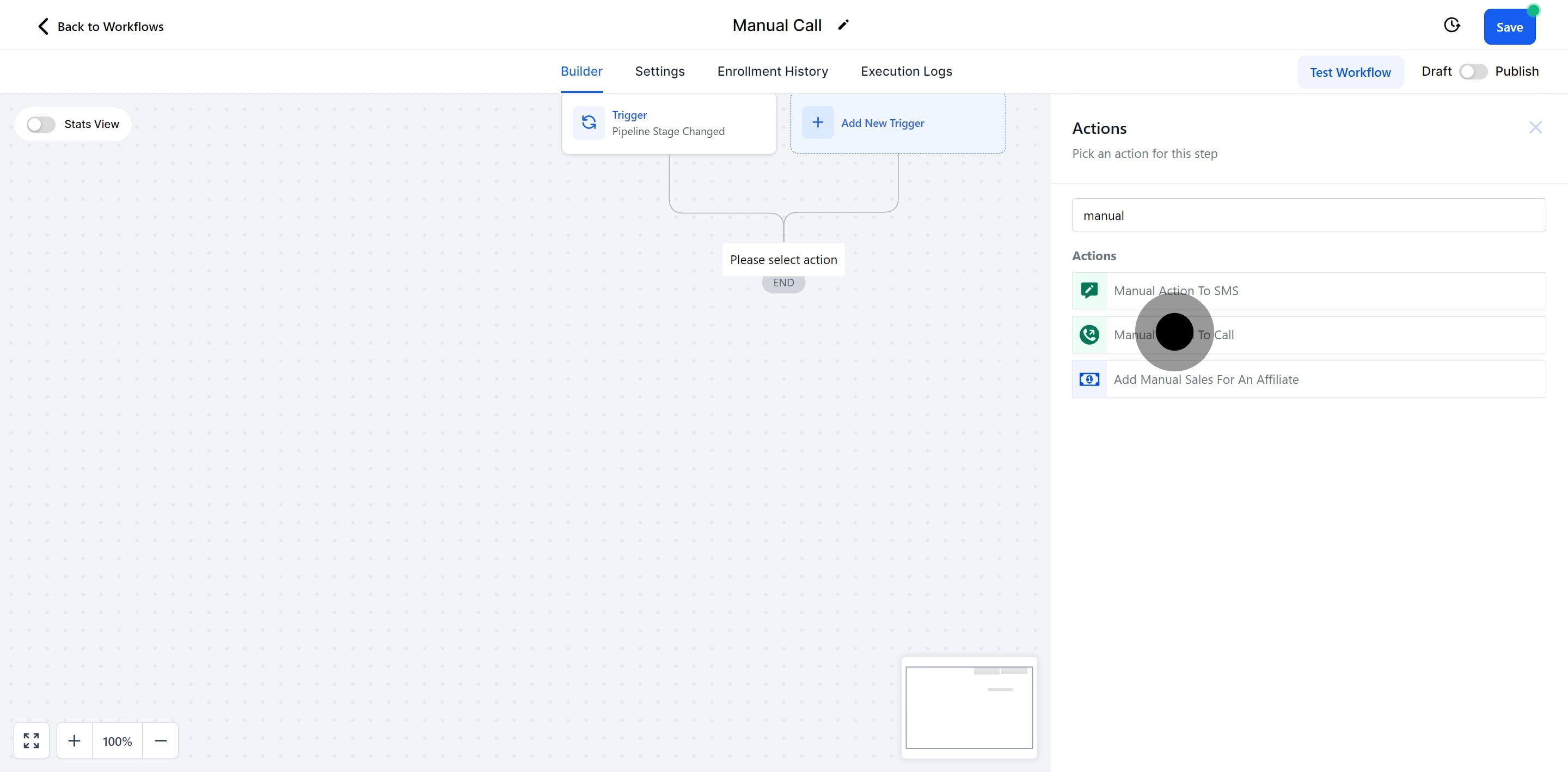 13 Following that, click on "Manual Action To Call".