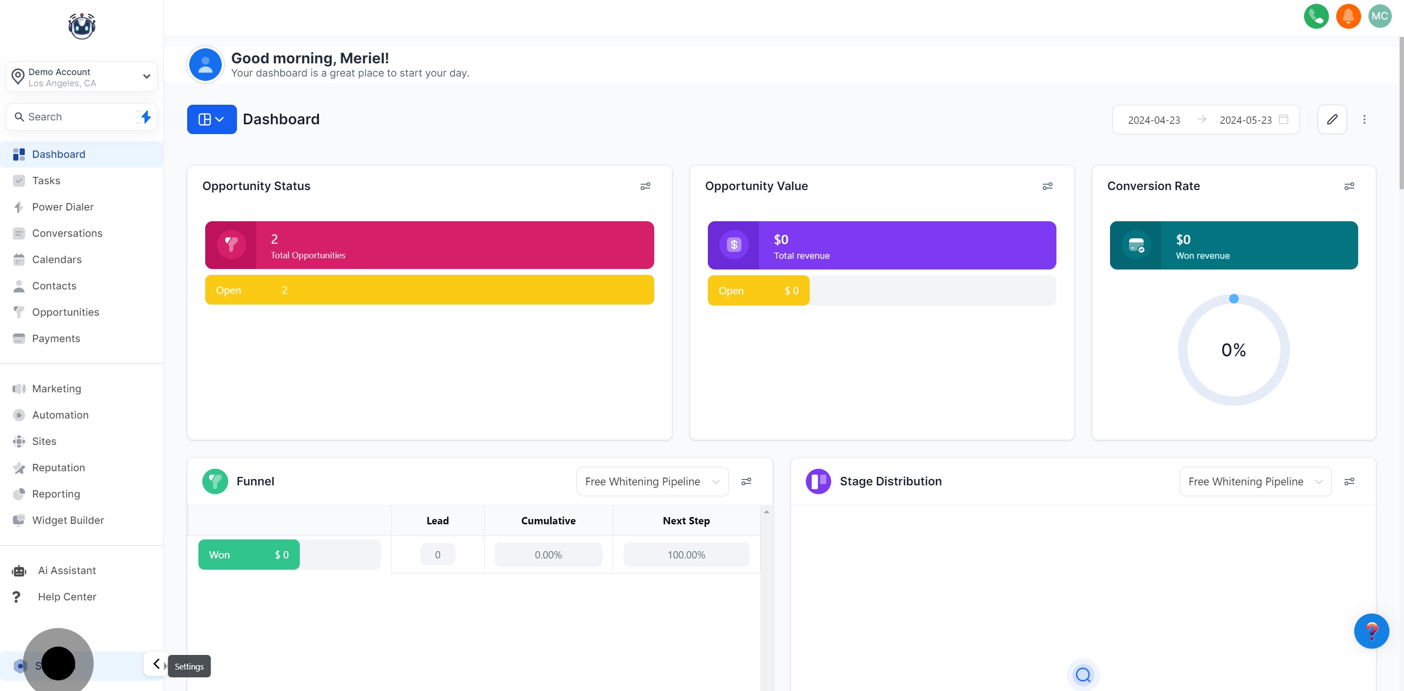 1 Click on "Settings".