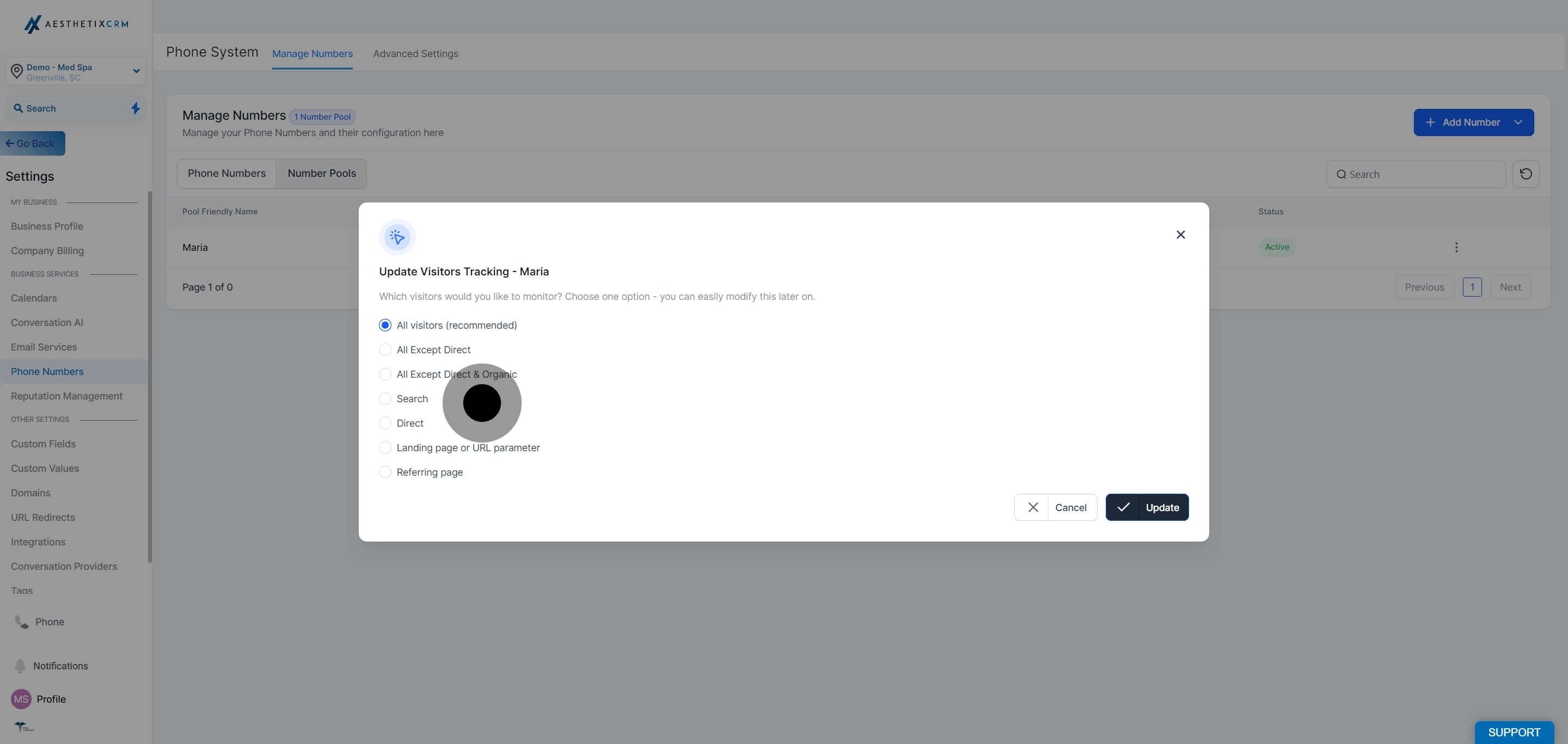 6 Click on "Update".