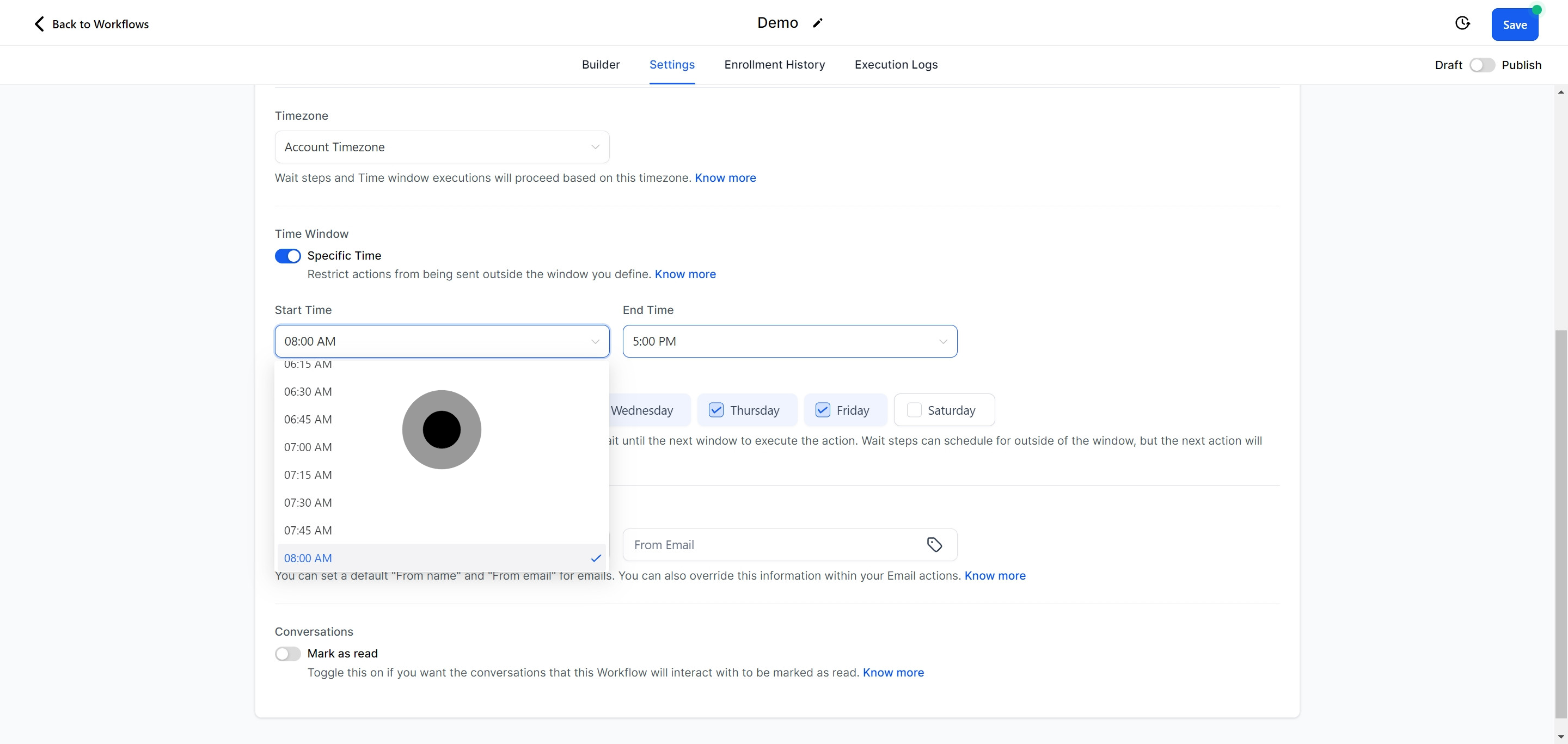 11 Next up, click on "5:00 PM".