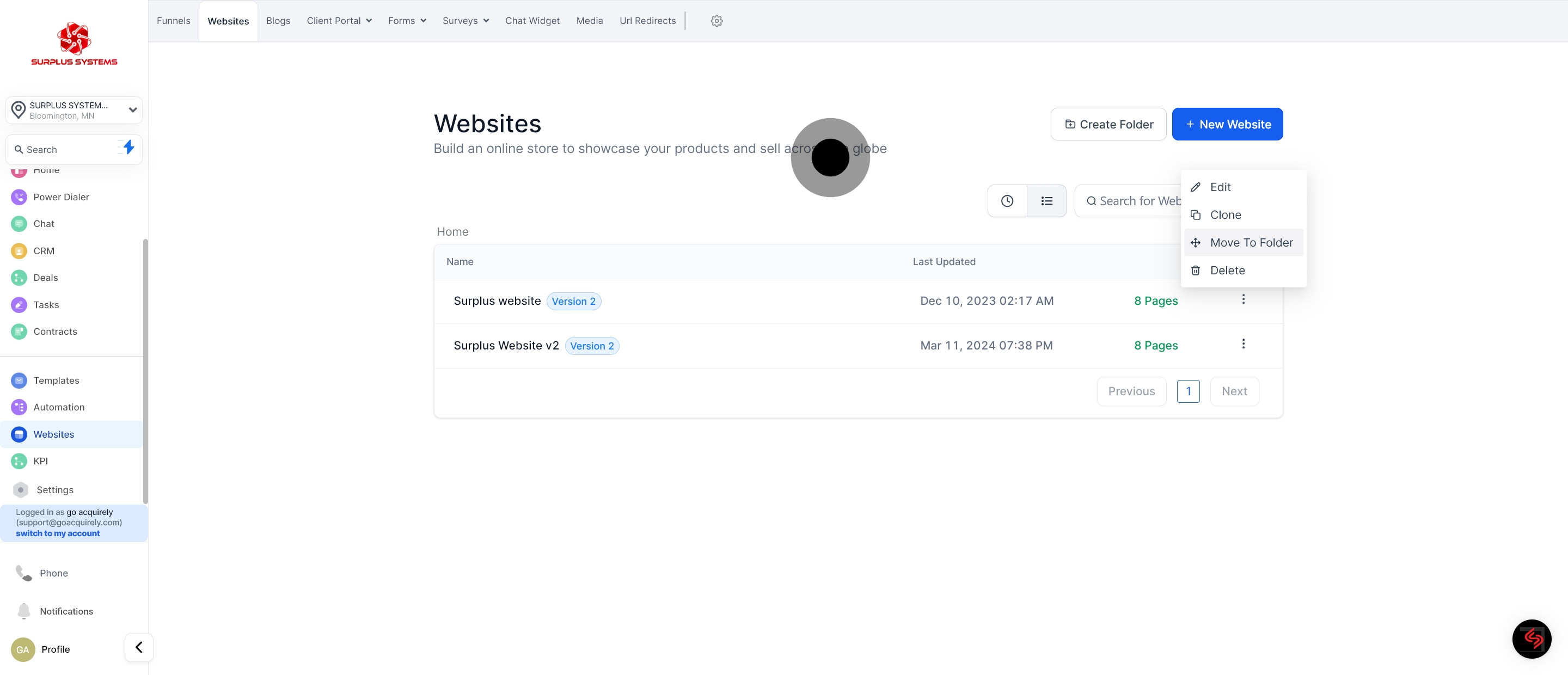 13 Next, click on "Move To Folder".