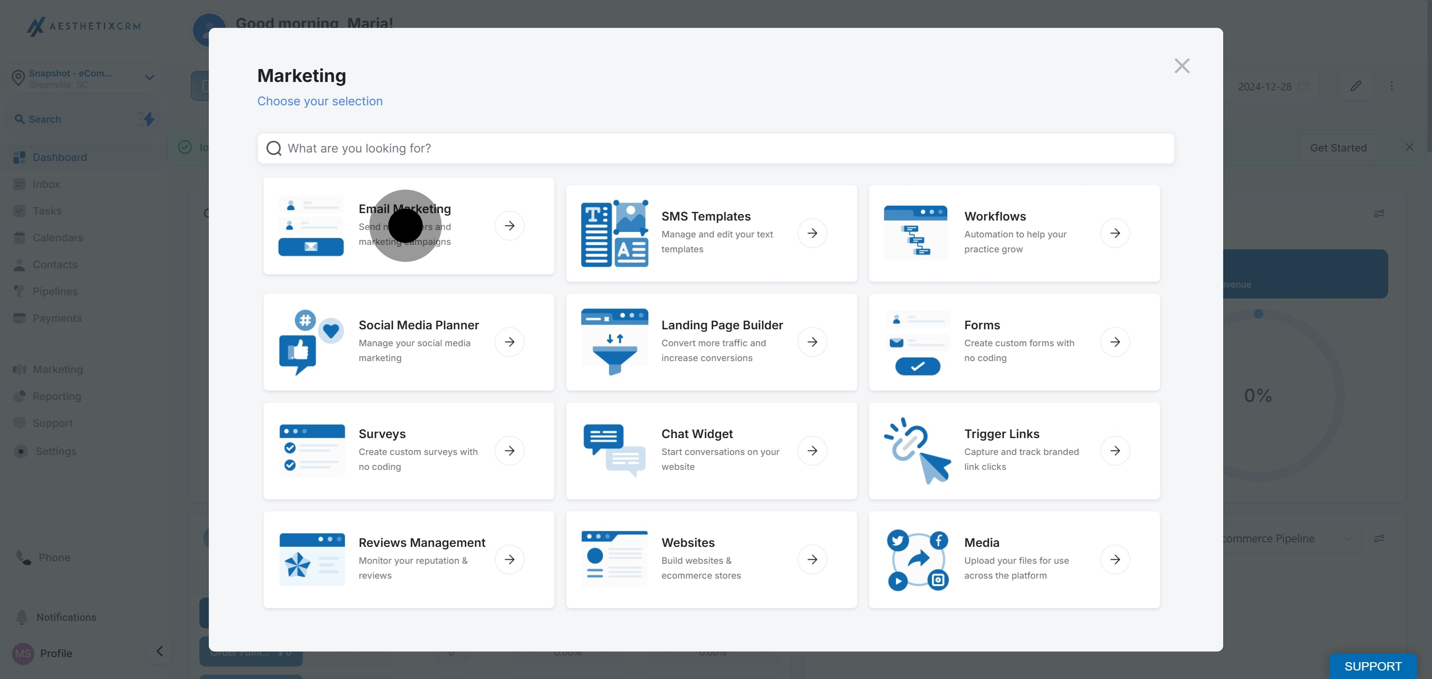 2 Click on "Send newsletters and marketing campaigns".