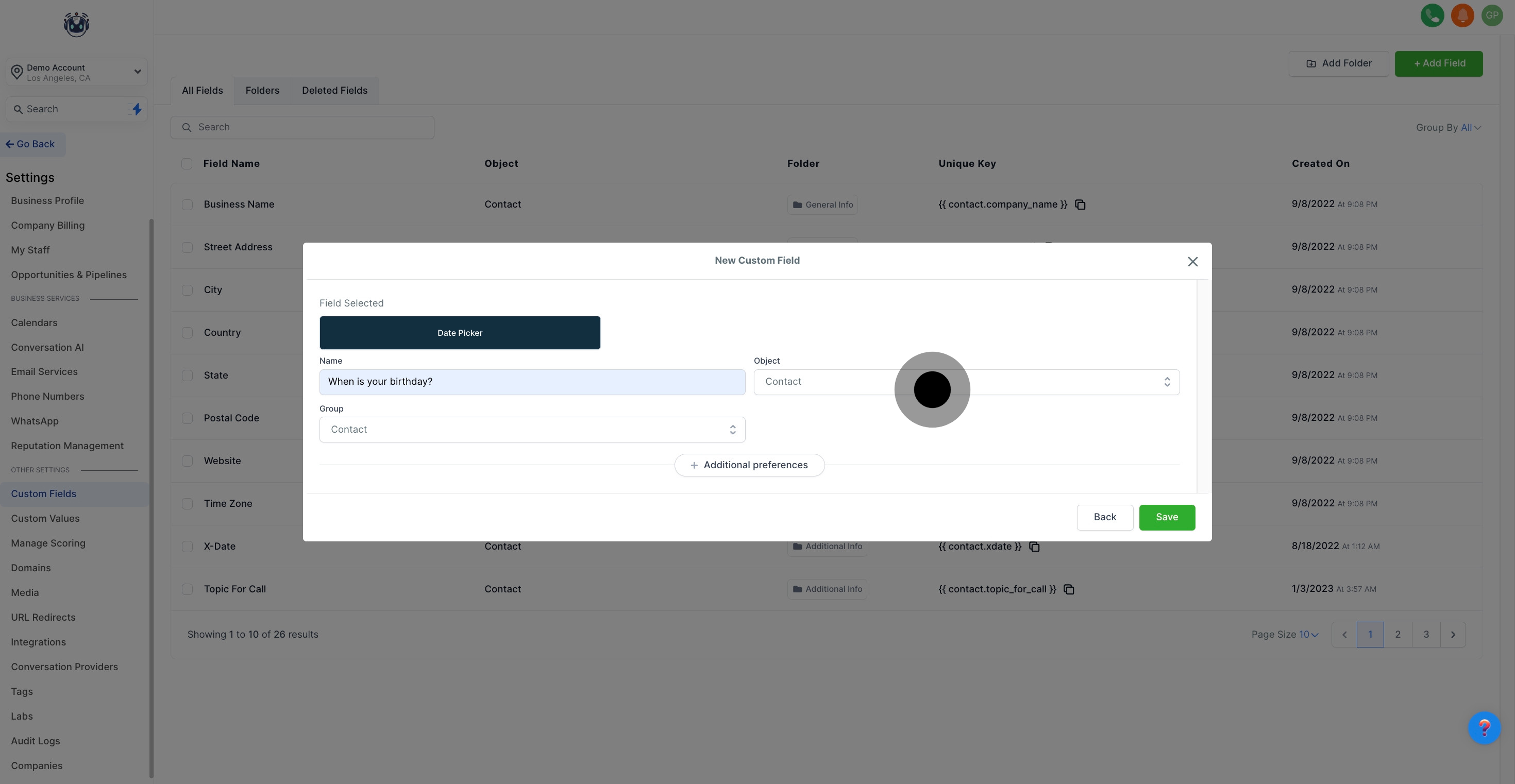 9 Click on "Contact".
