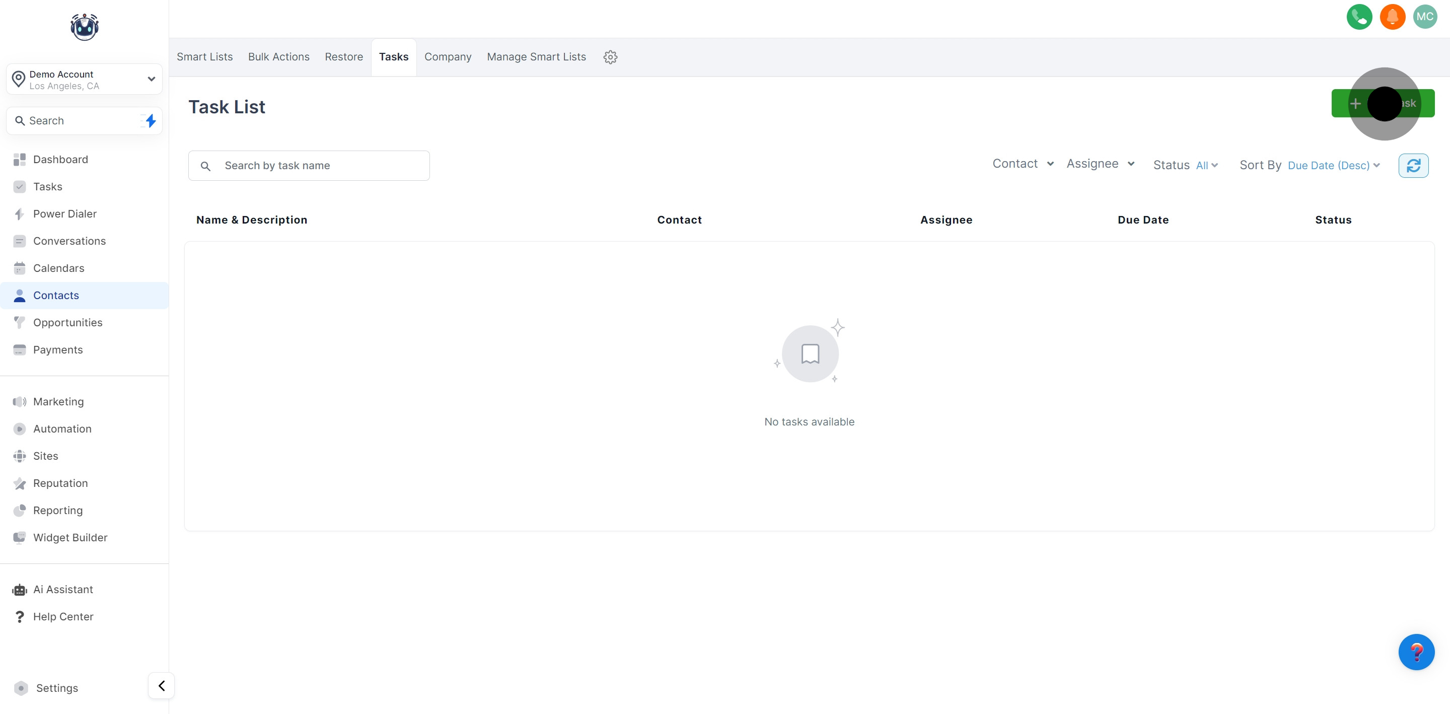 3 Click on "New Task".