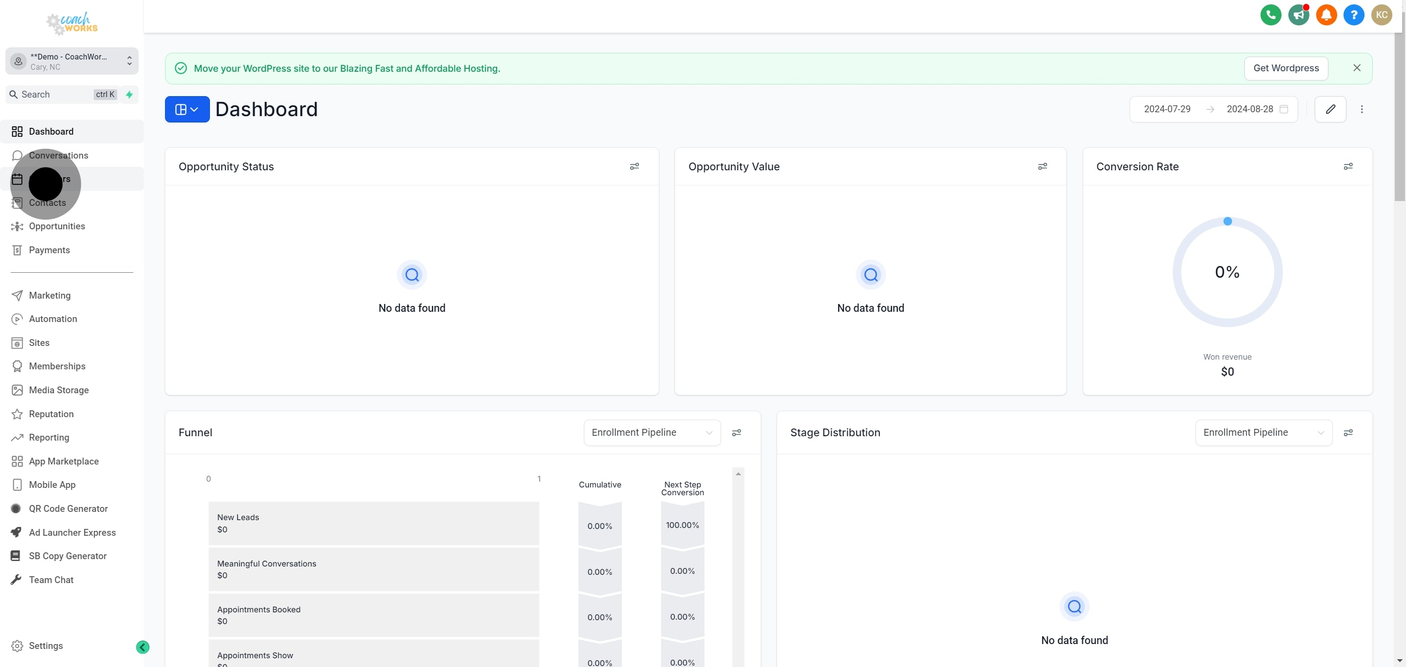 1 Click on "Calendars".