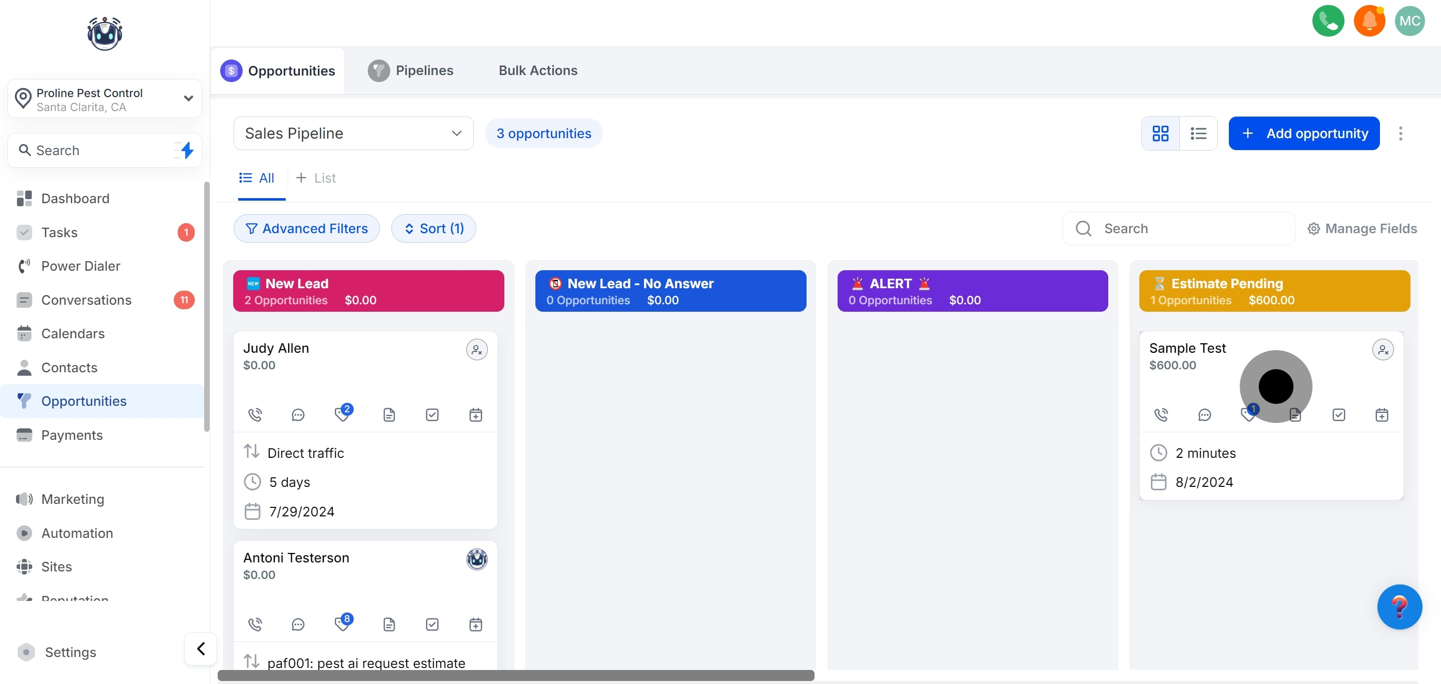 17 Then, click on "Sample Test".