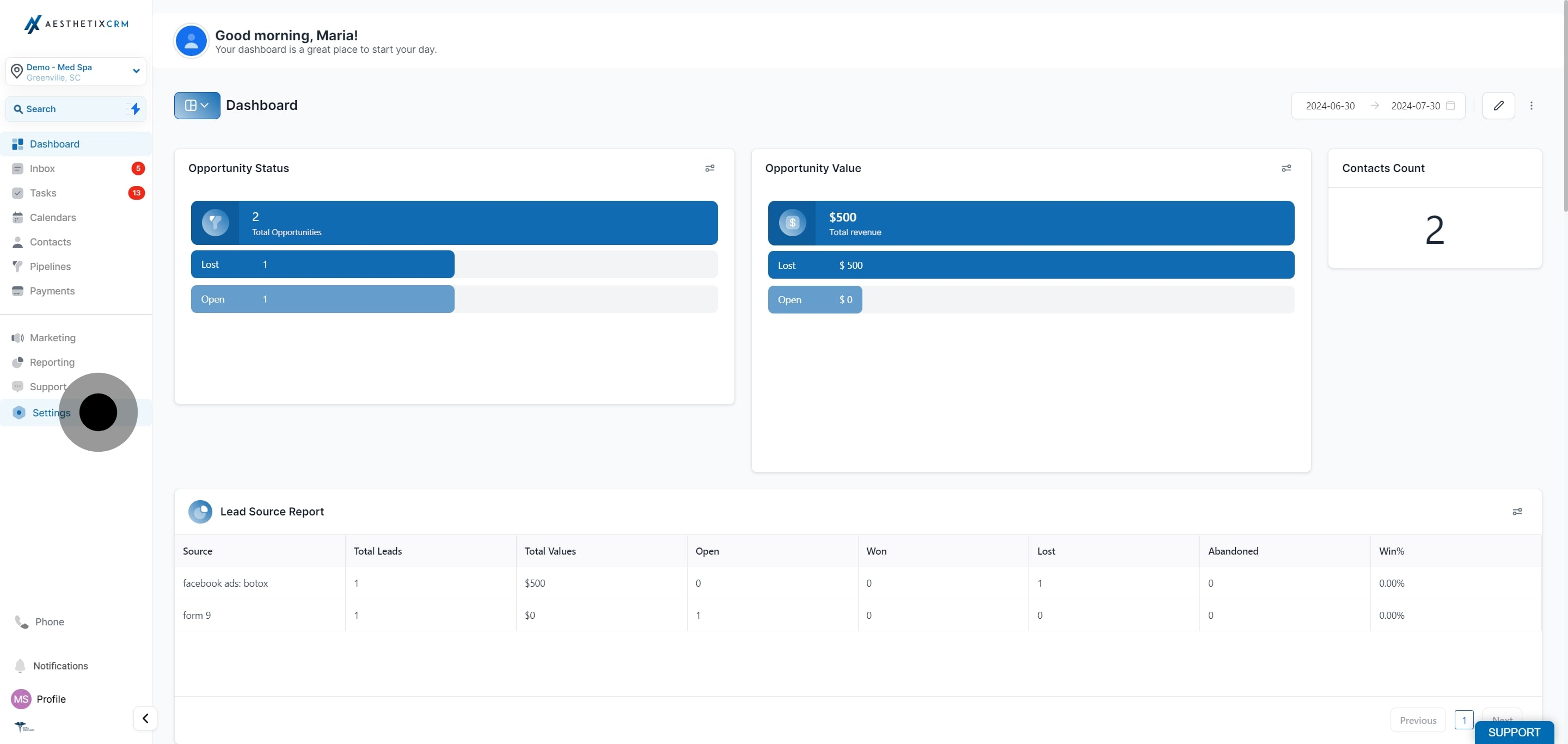 1 Click on the element.