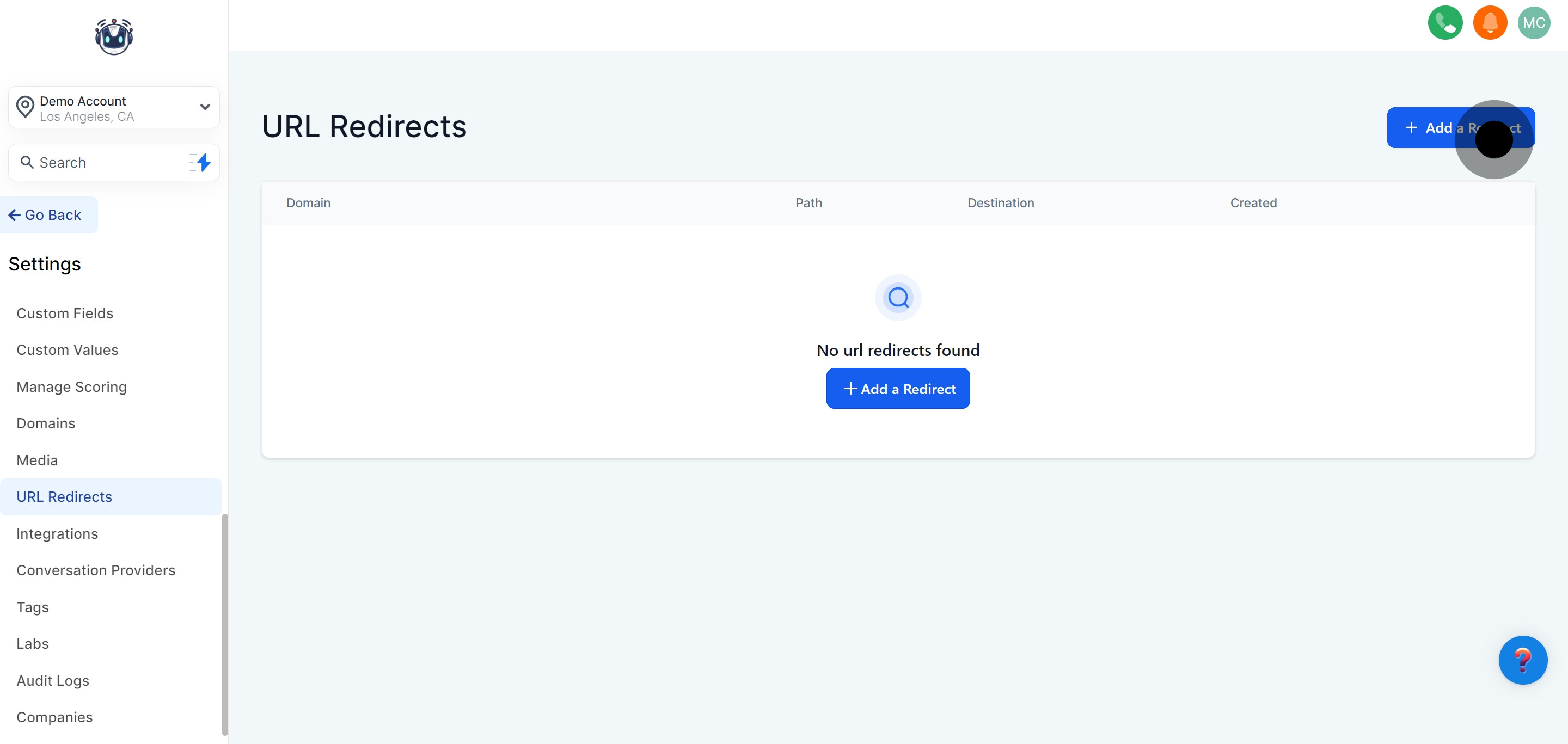 3 Now, click on "Add a Redirect".
