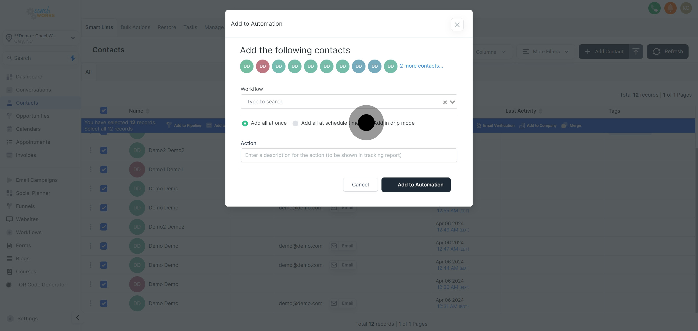 8 Click on "Add in drip mode".