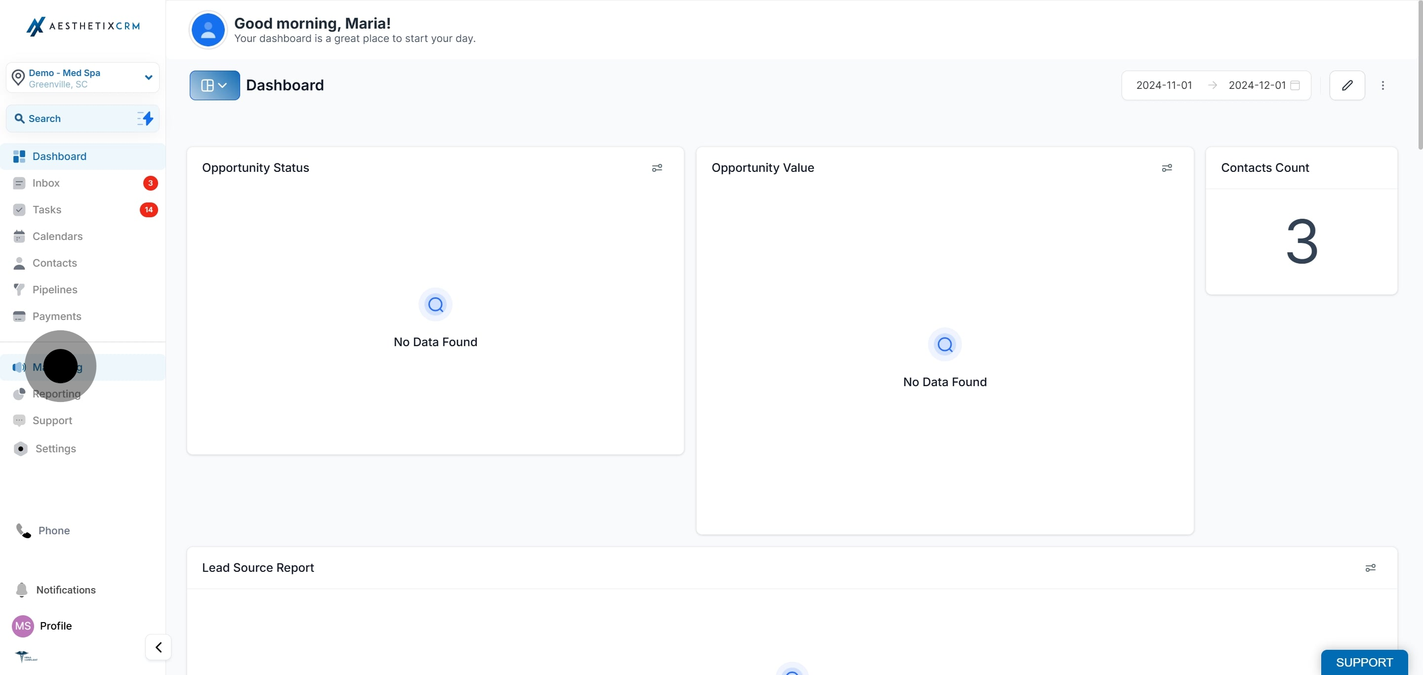 1 Click on the element.