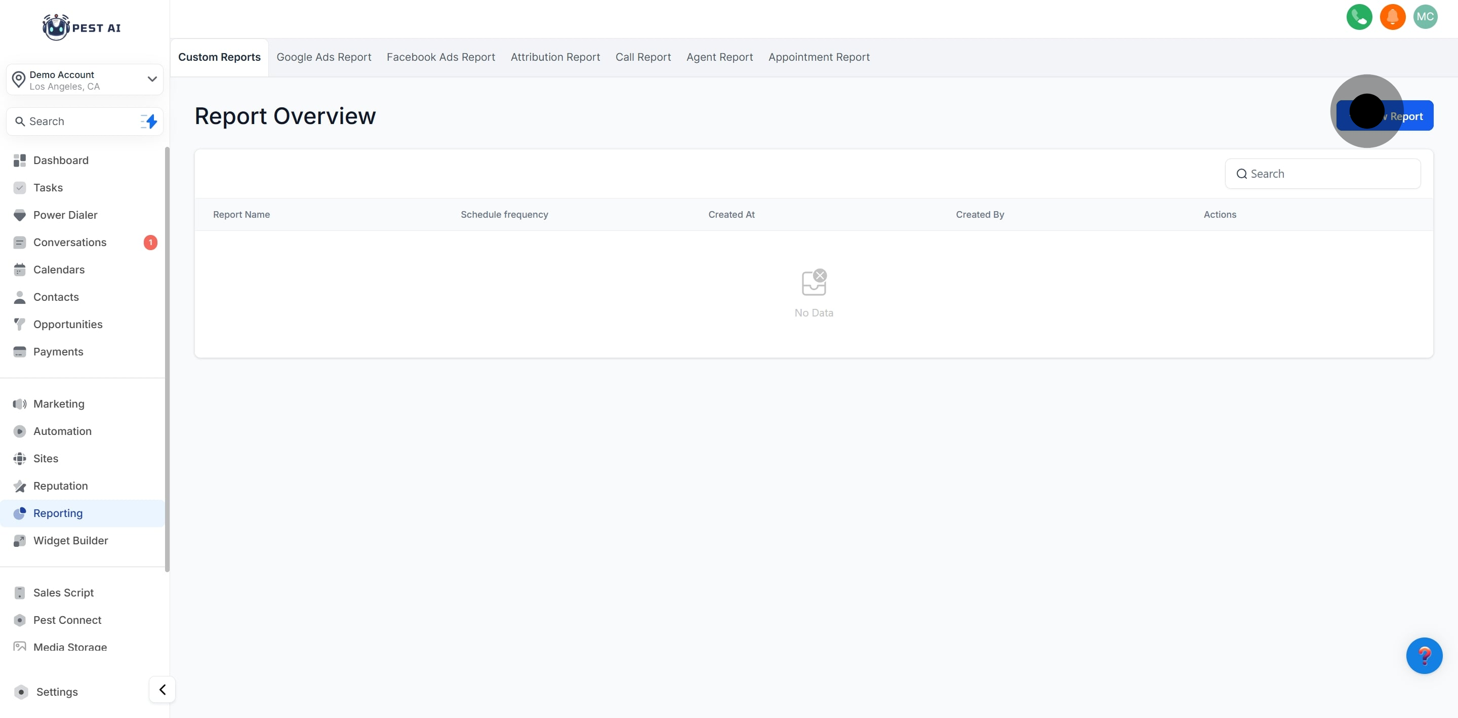 3 Afterwards, click on "New Report".