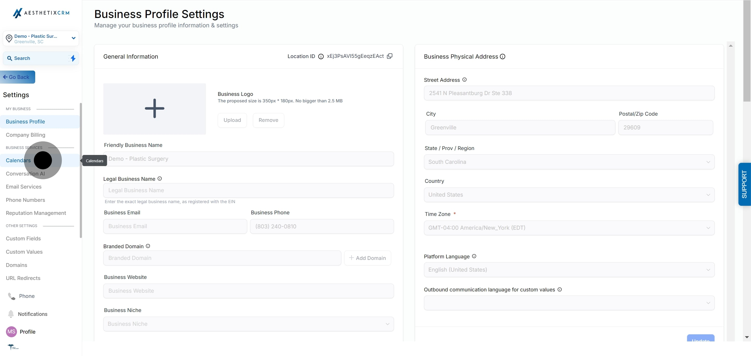 2 Click on "Calendars".