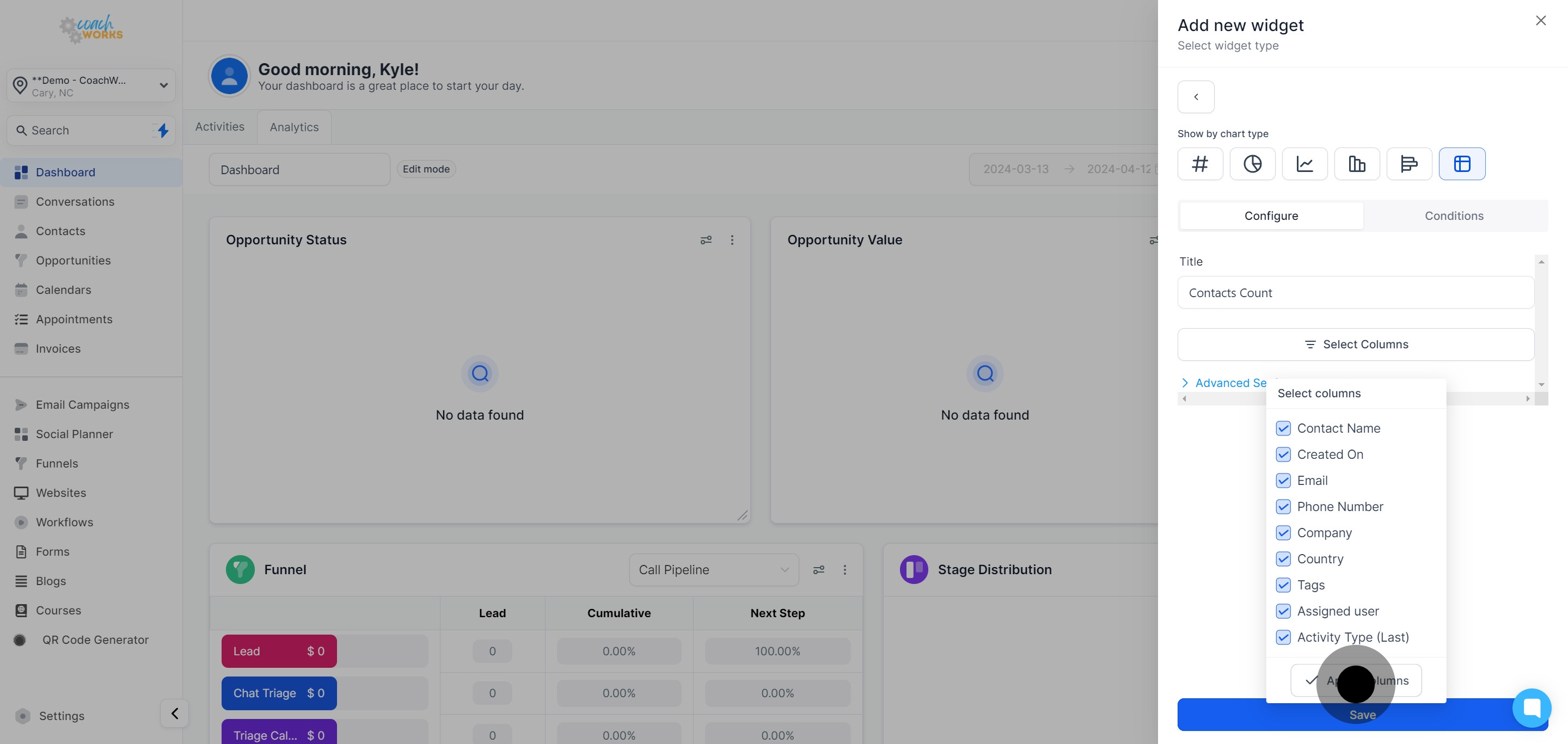 13 Once that's done, click on "Apply Columns".