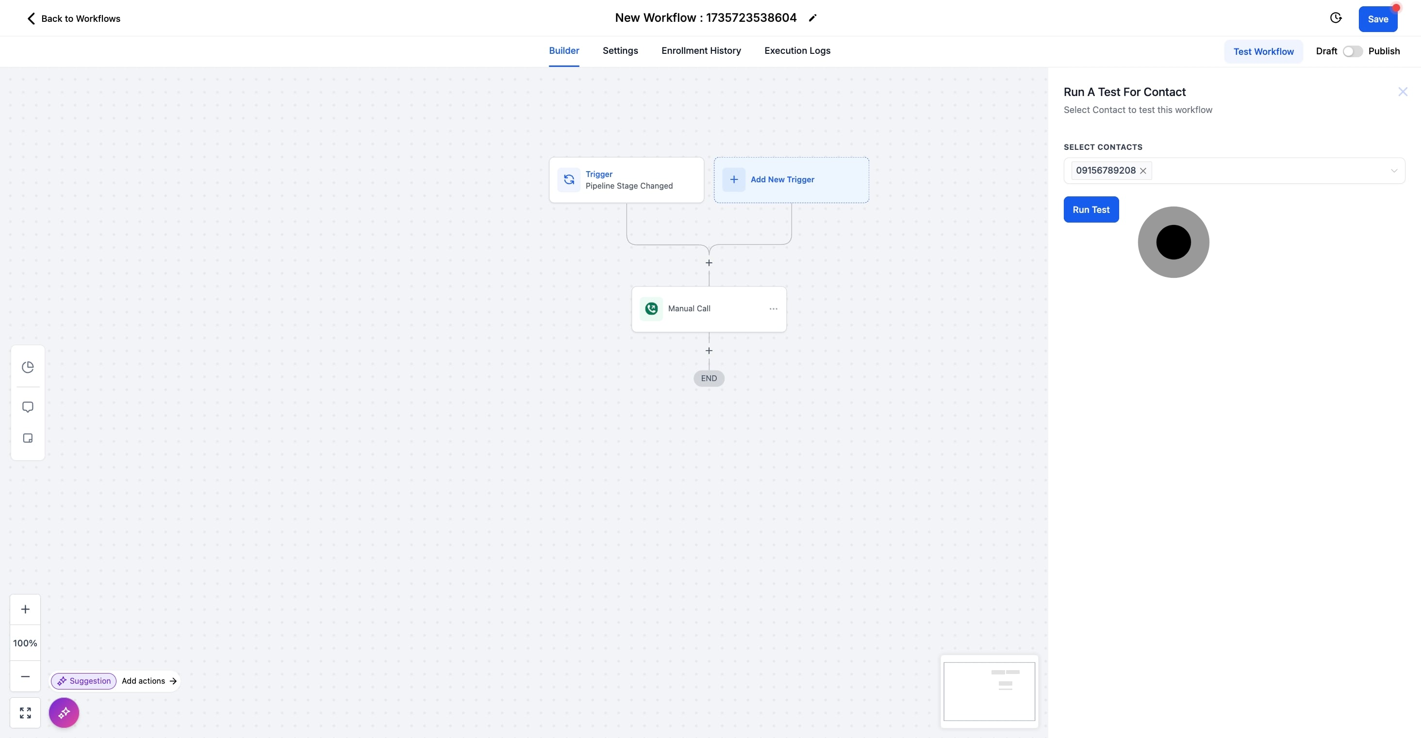 8 Next up, click on "Run a test for Contact".