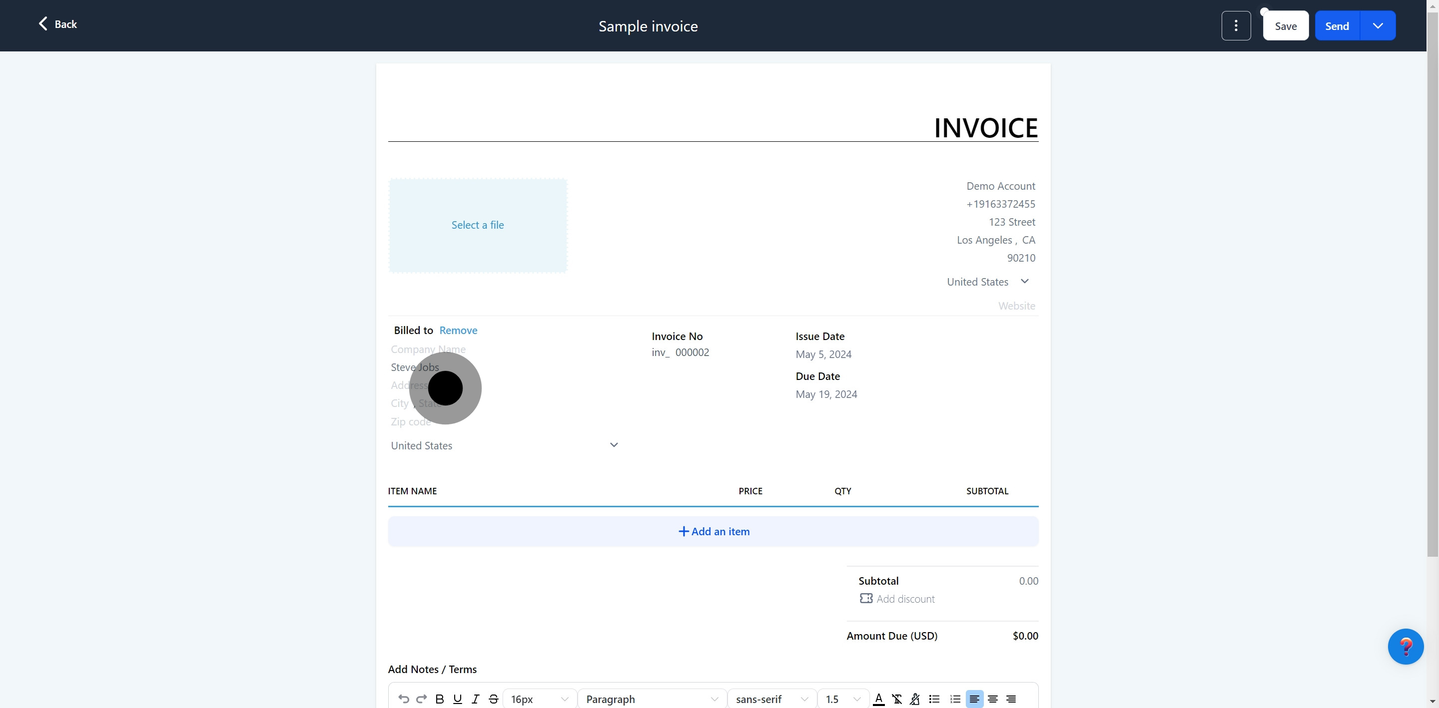 18 Click on "Invoice No".