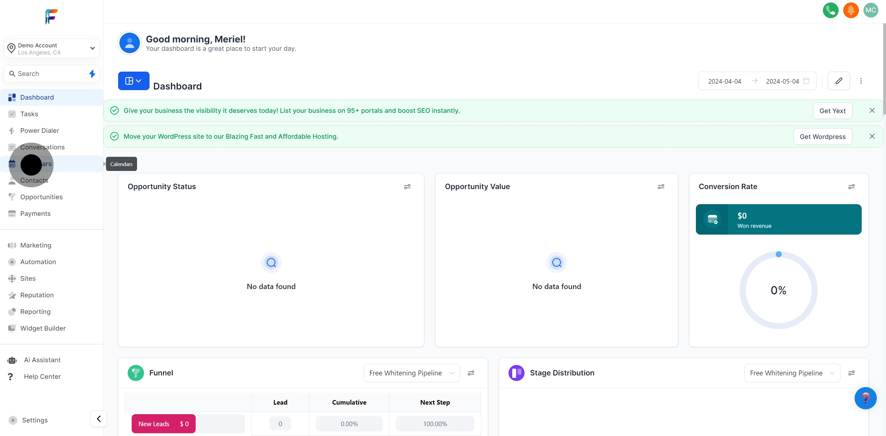 1 Firstly, click on "Calendars".