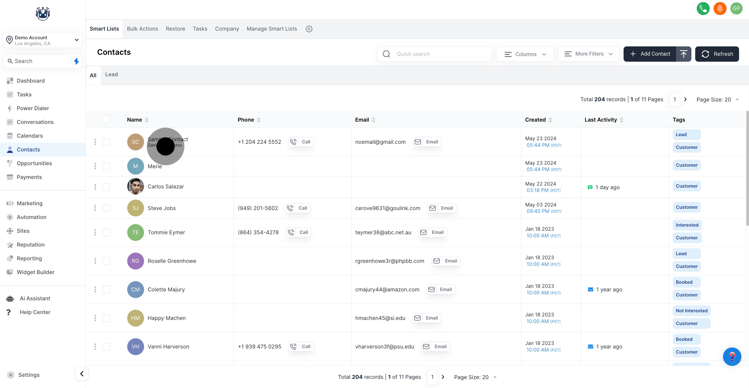 2 Click on "Sample Business".