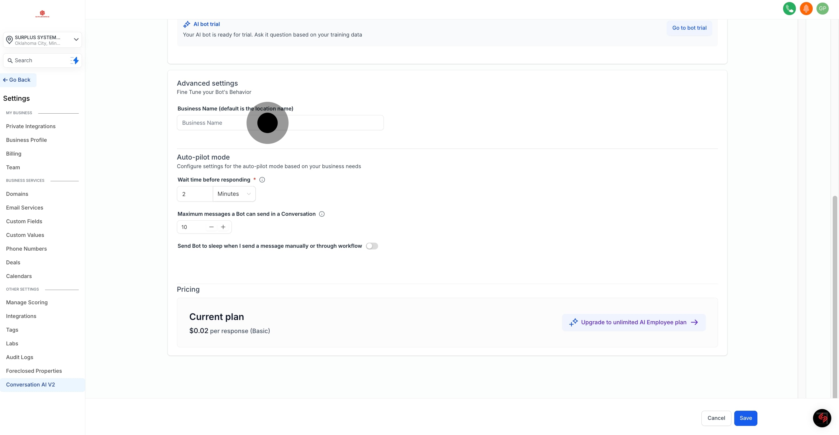 8 Click on "Advanced settings".