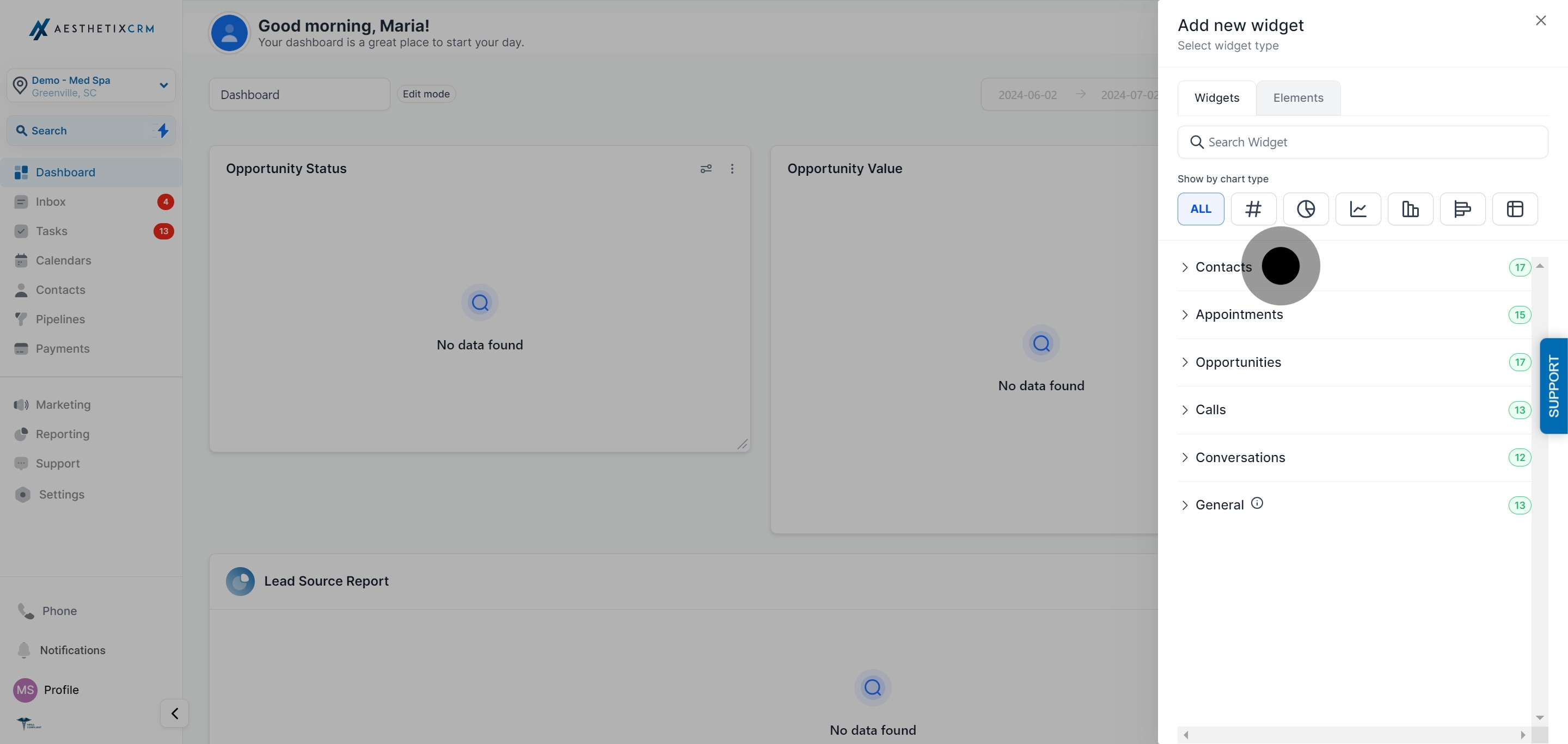 4 Click on "Contacts".
