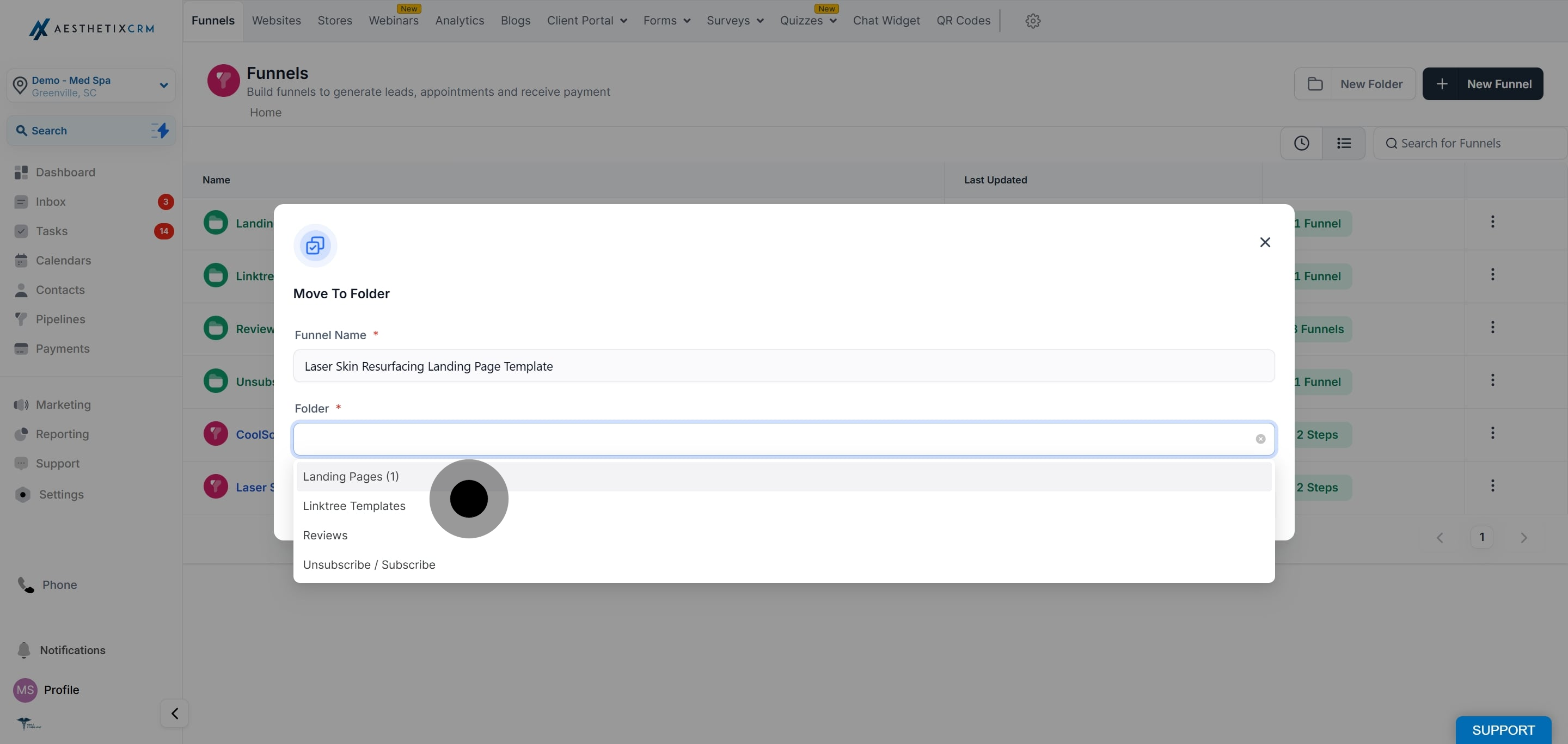5 Click on "Landing Pages (1)".