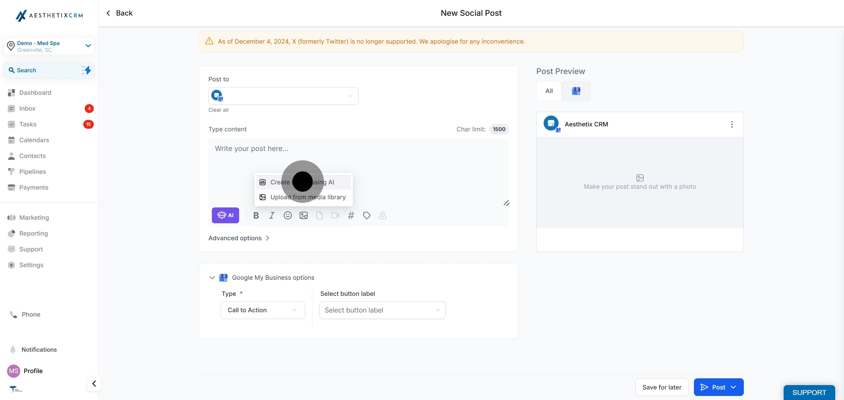 6 Next up, click on "Create image using AI".