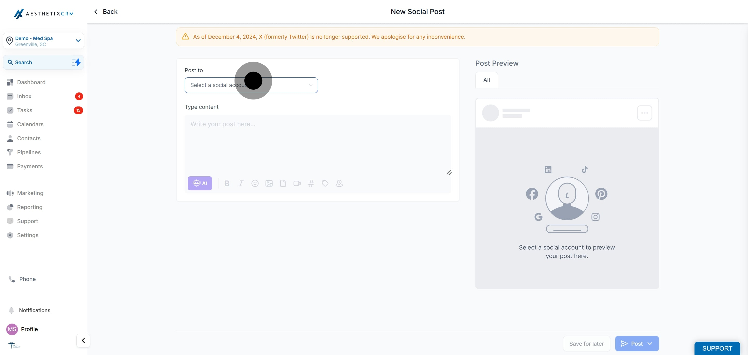 5 Afterwards, click on "Select a social account".