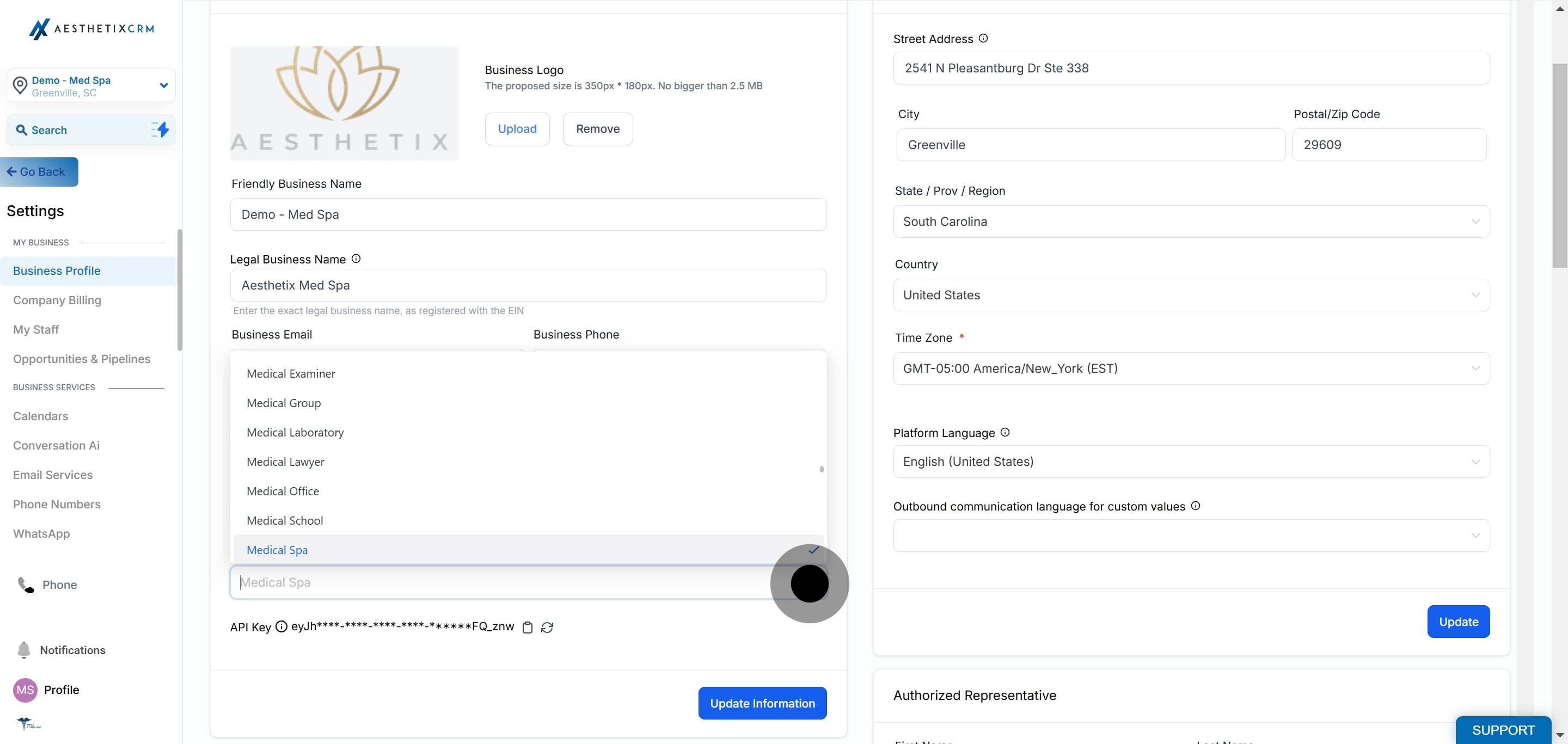 14 Click on "Medical Spa".