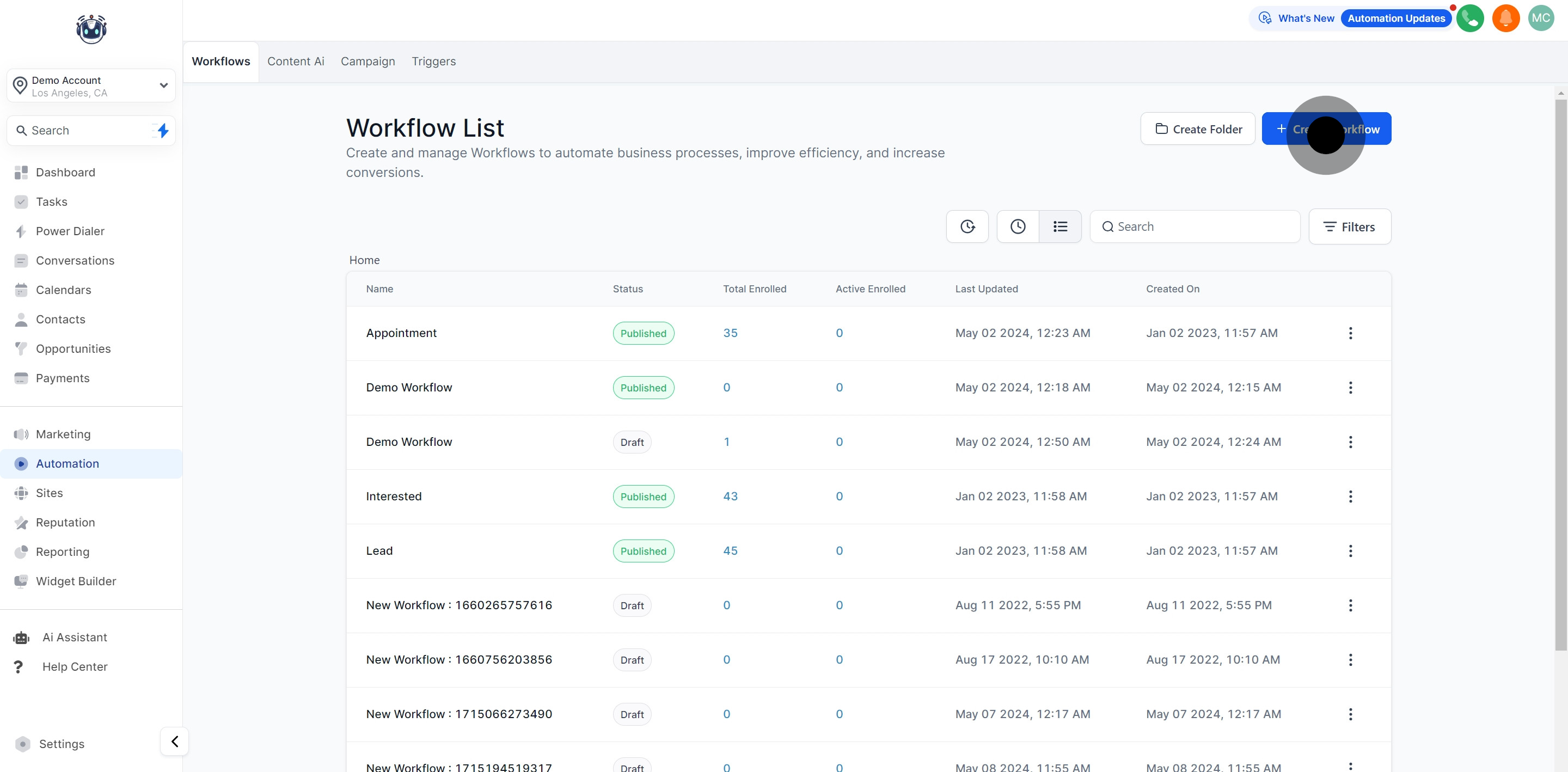 1 To commence, click on "Create Workflow".
