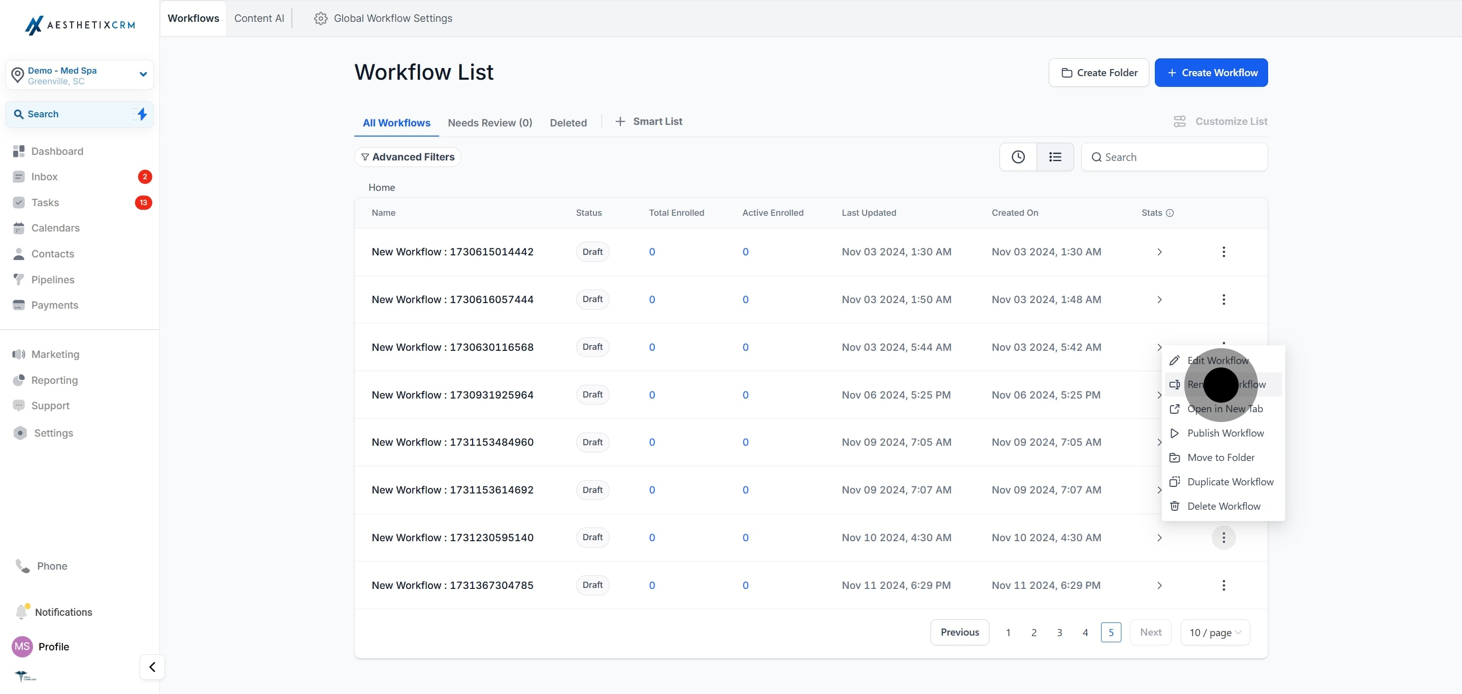4 Now, click on "Rename workflow".