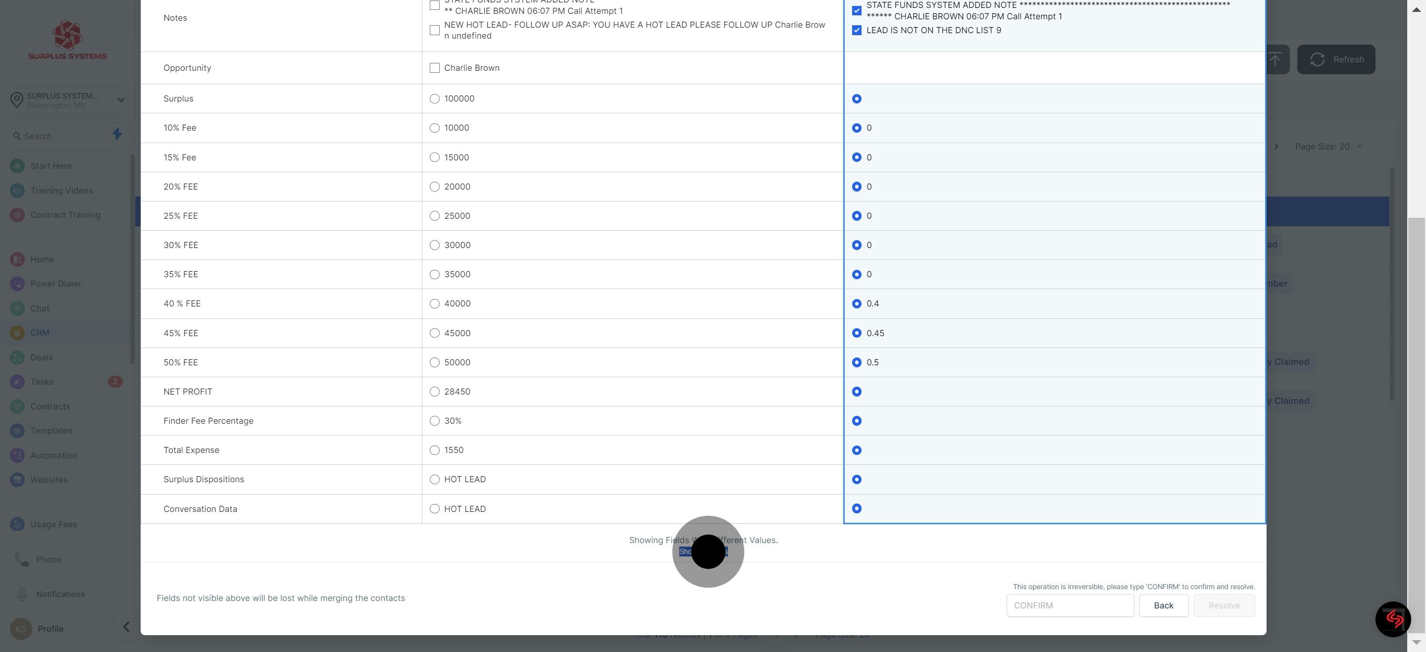 6 Click on "Show All Fields".