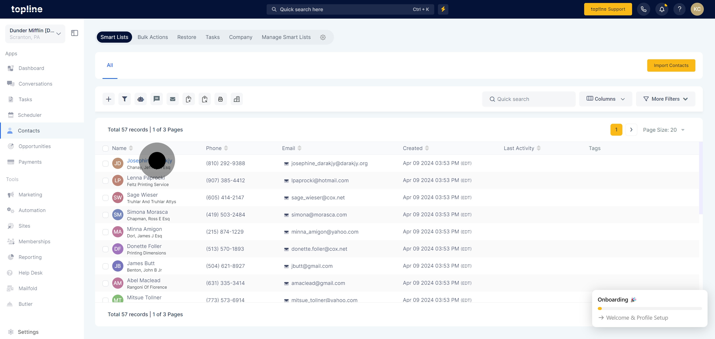 2 Click on "Josephine Darakjy".