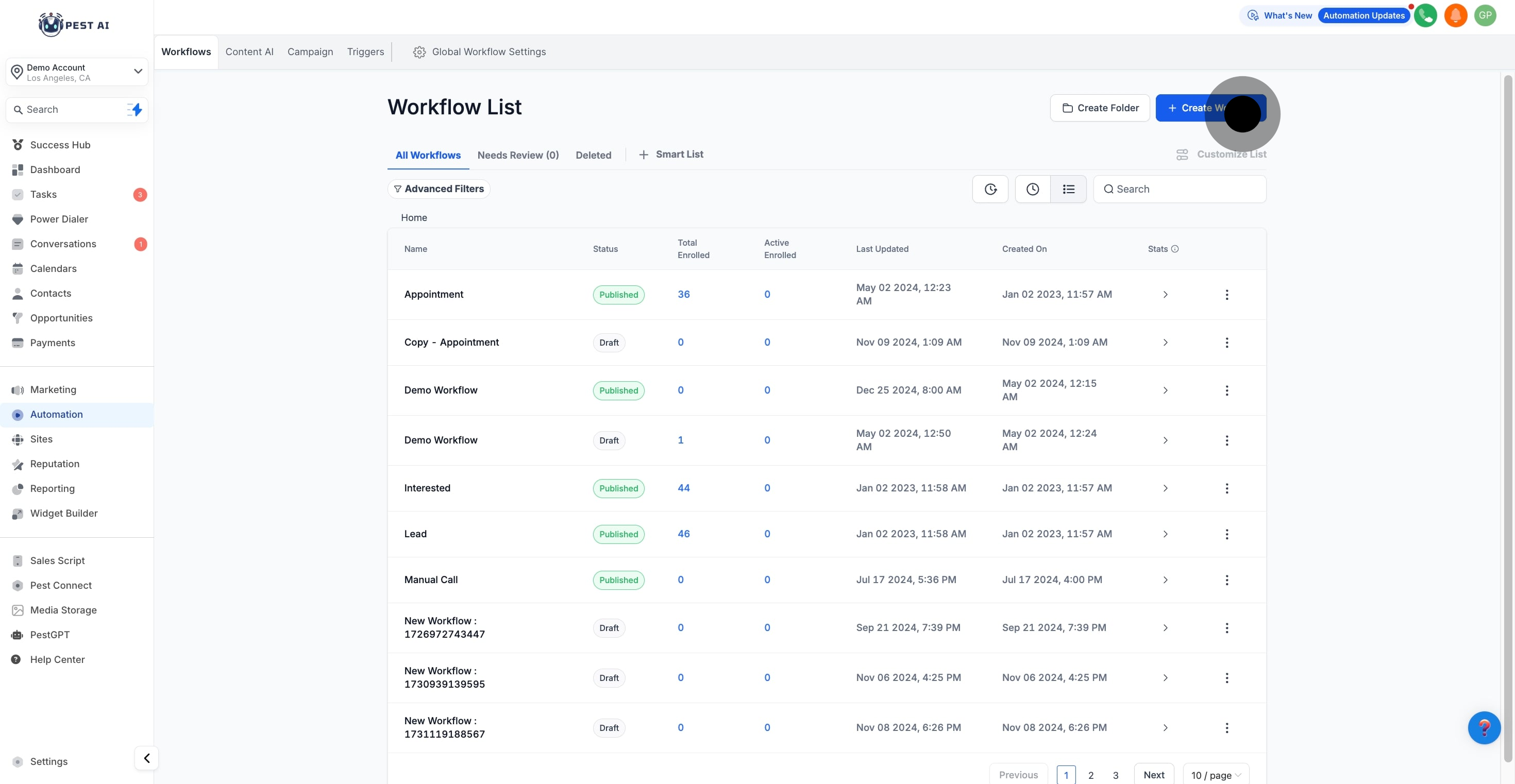 1 Click on "Create Workflow".