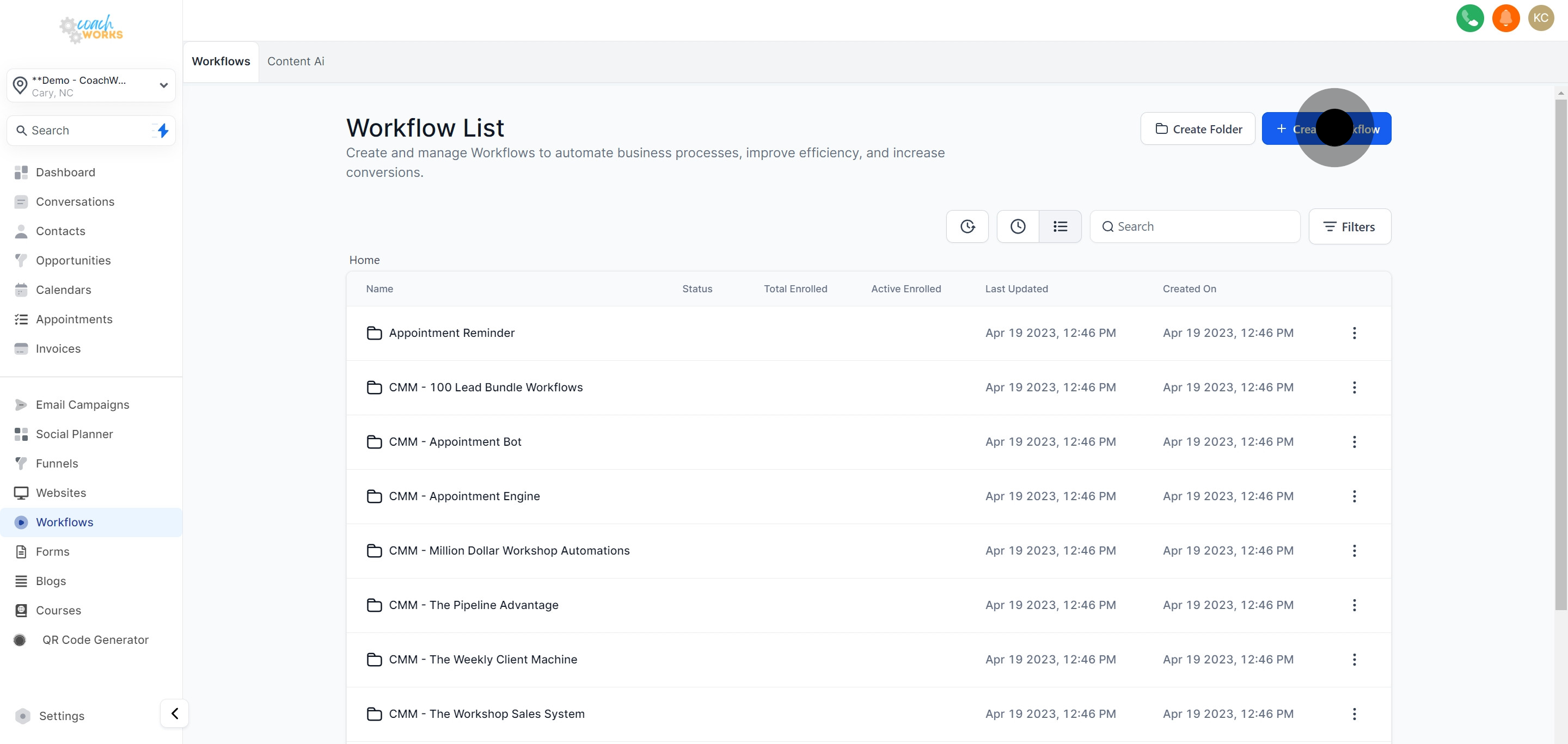 2 Now, click on "Create Folder".