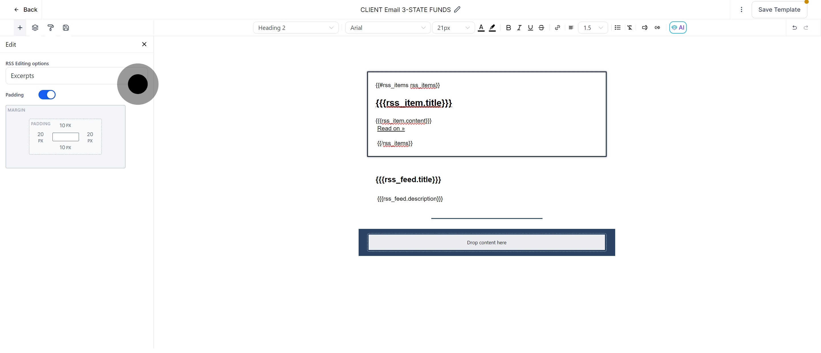 11 Click on "RSS Editing options".