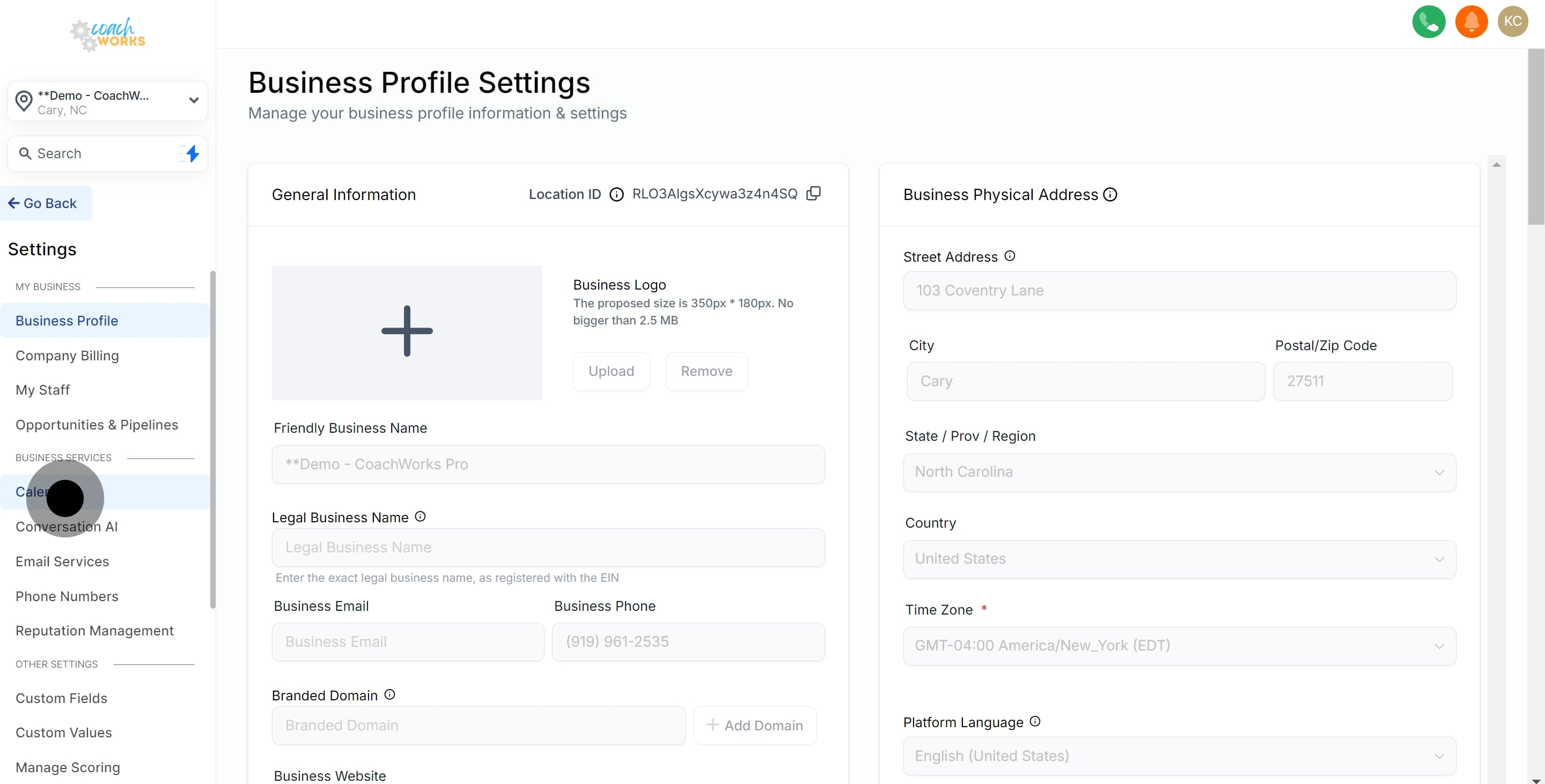 2 Click on "Calendars".