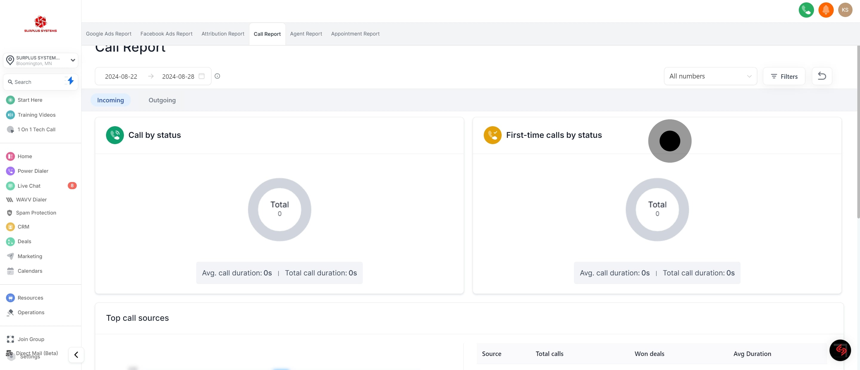10 Click on "First-time calls by status".