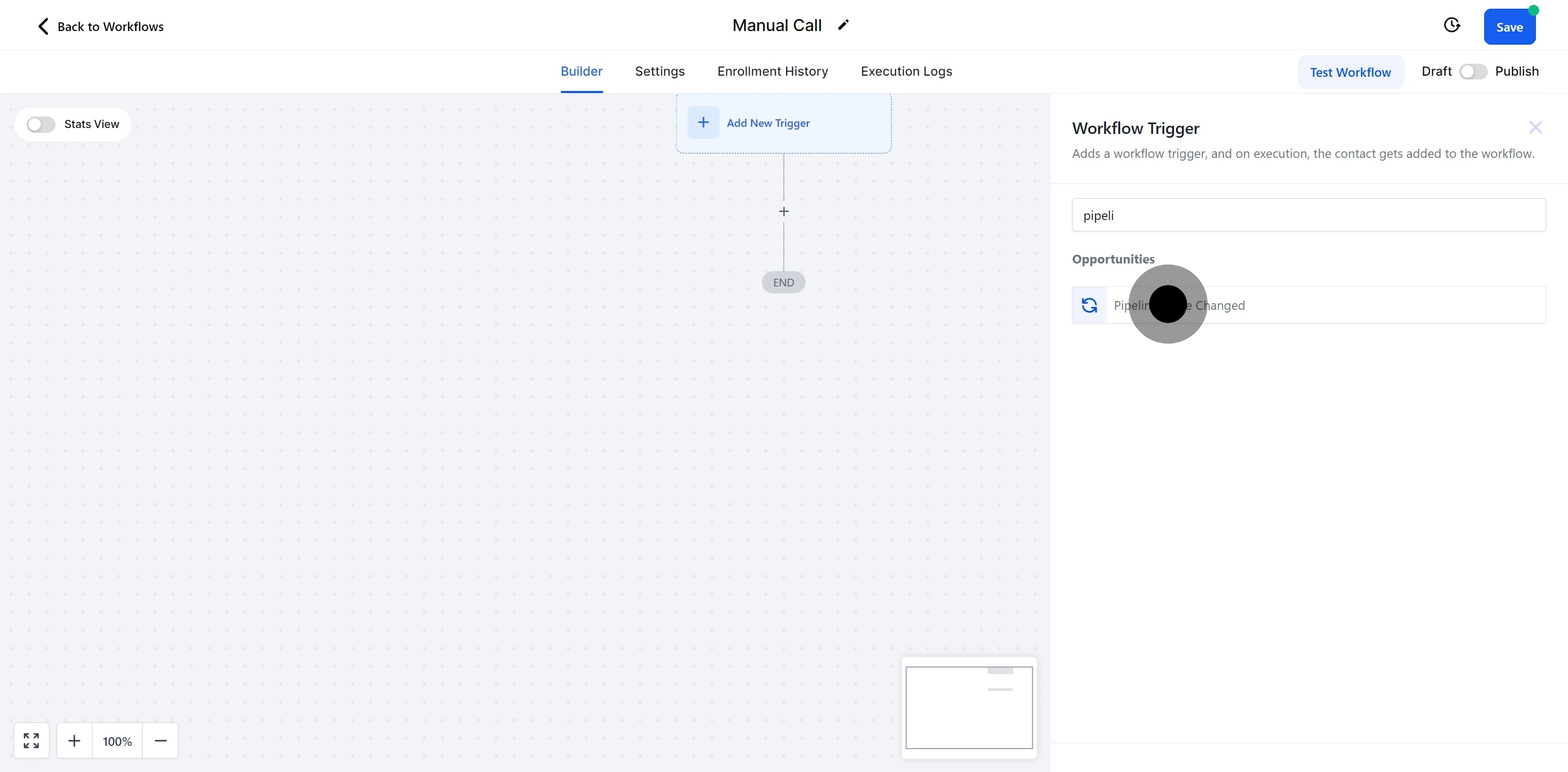 6 Click on "Pipeline stage changed".