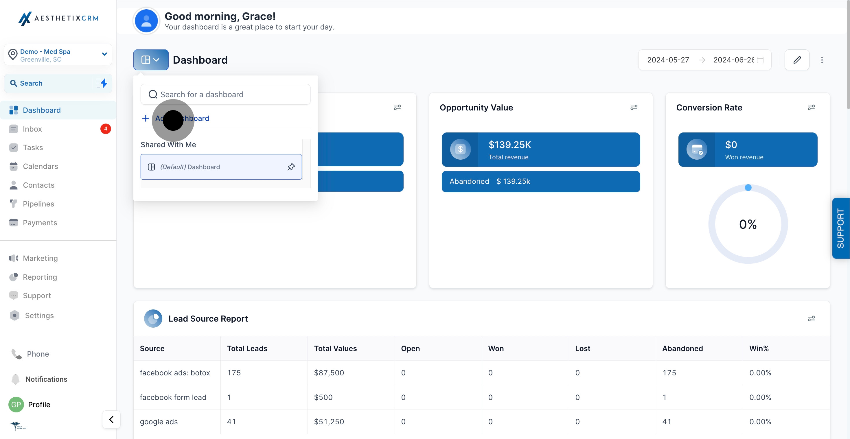 3 Next up, click on "Add Dashboard".