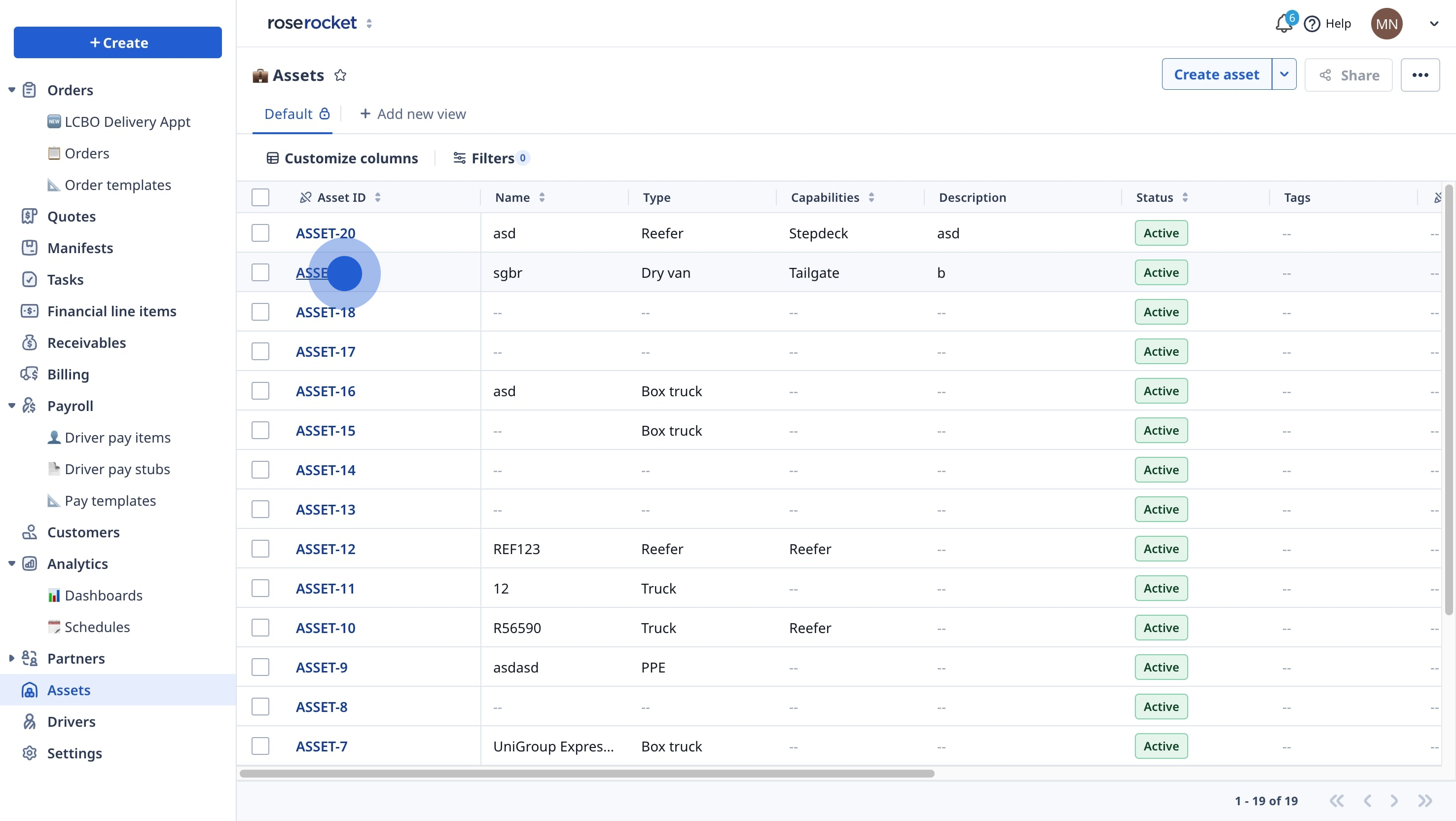 1 Click on "ASSET-19".