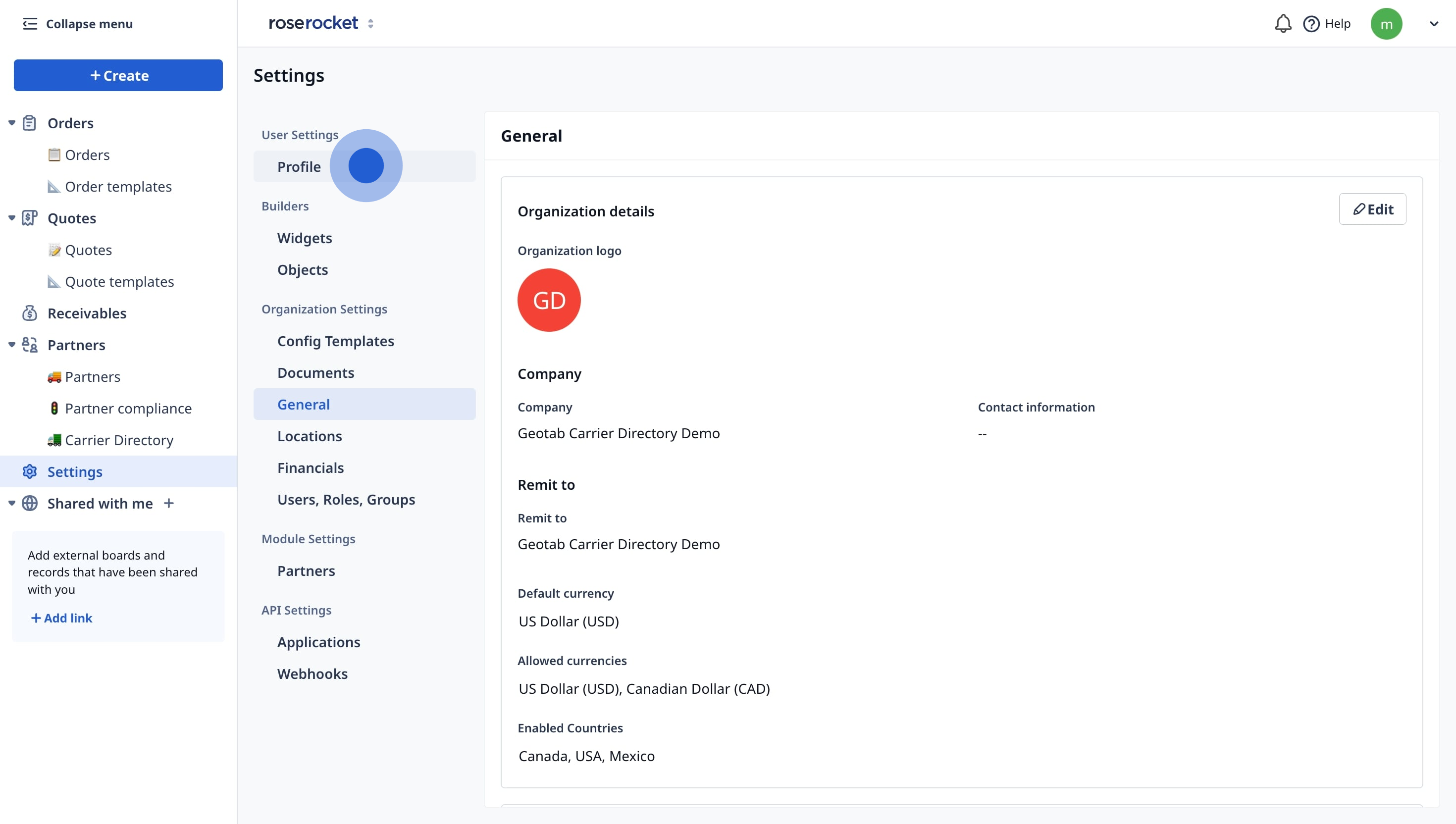 17 Click on "Profile".