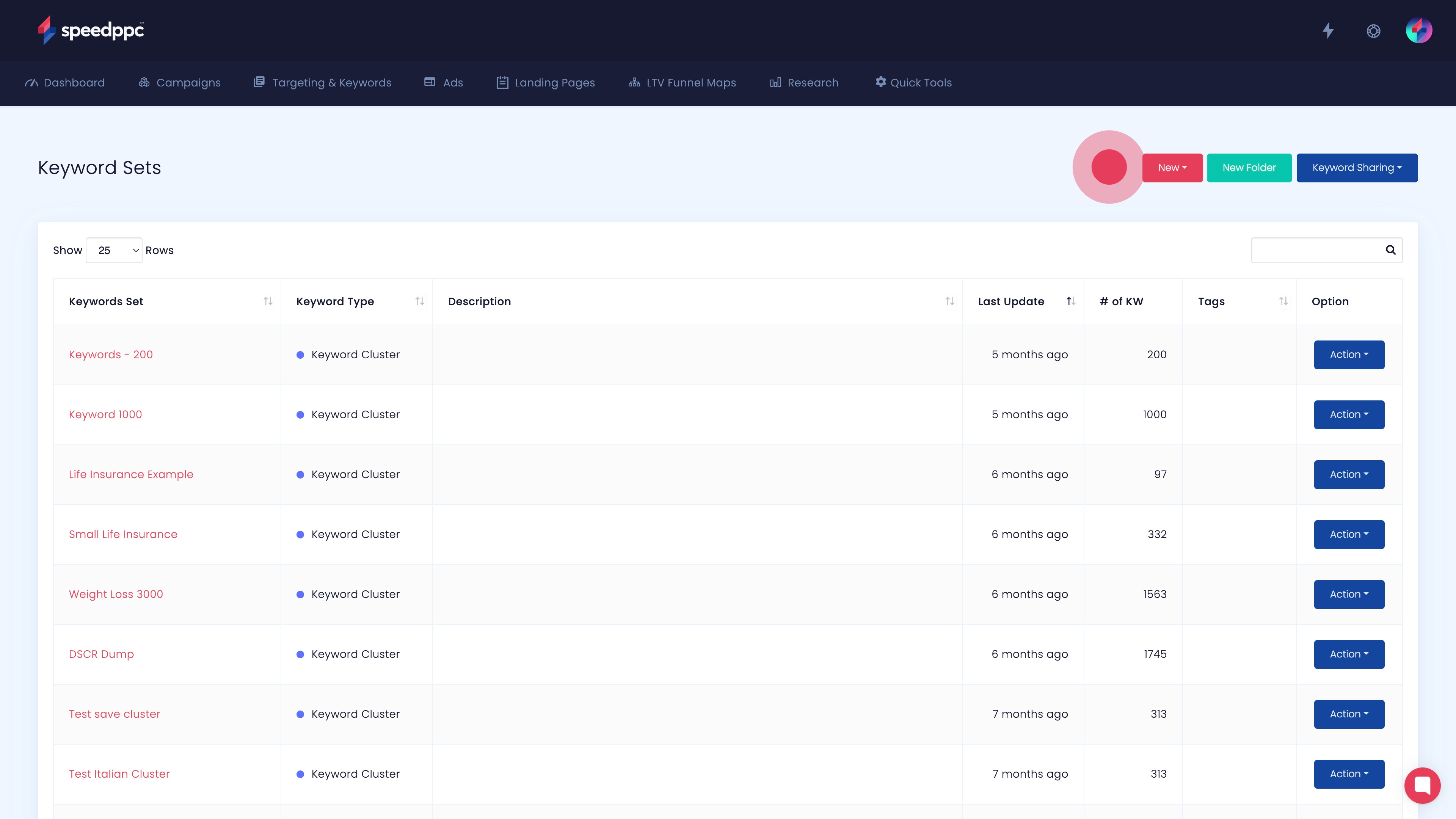 5 Click on "Keyword Sets".
