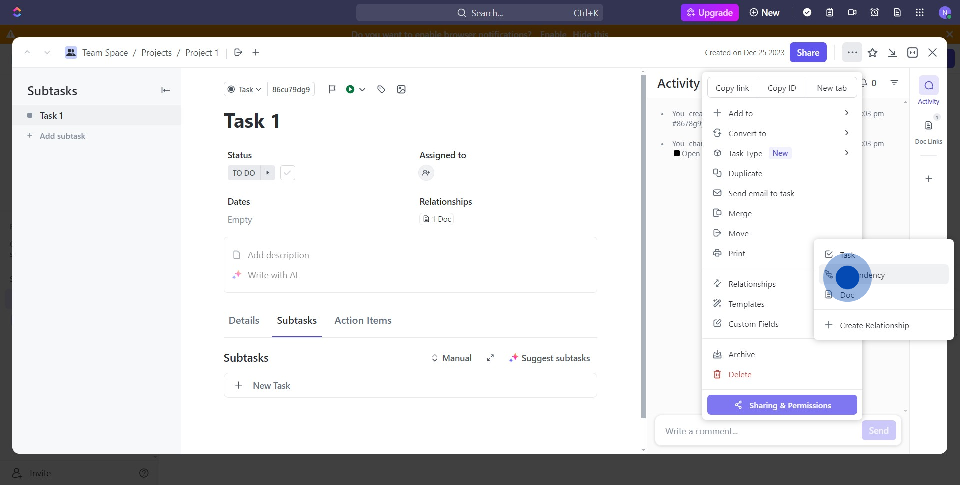 10 Click on "Dependency"