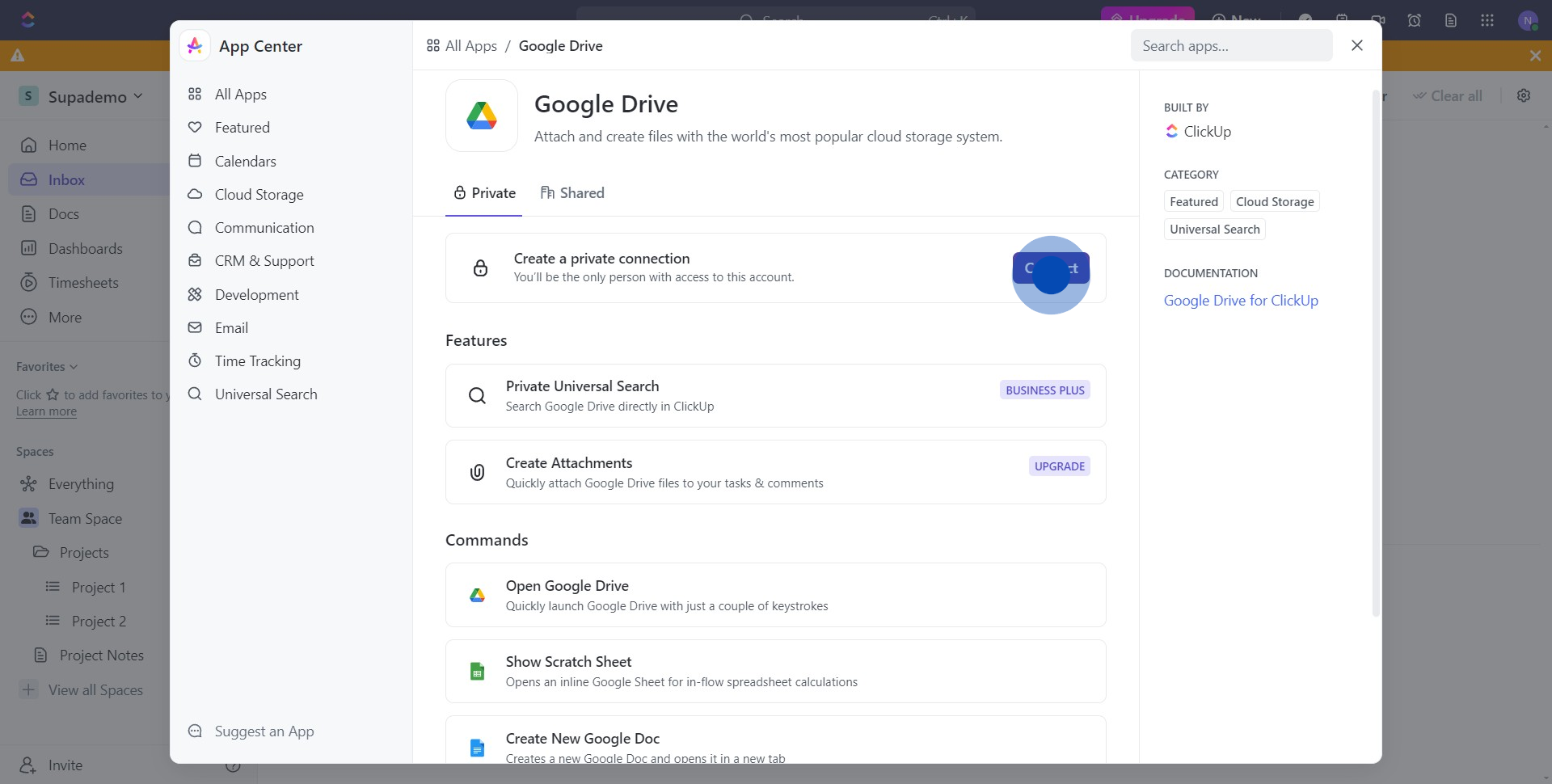5 Click on "Connect"