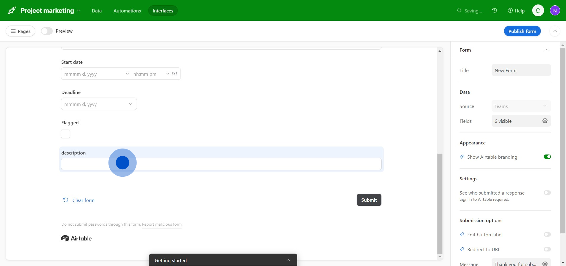 5 Click on "description"
